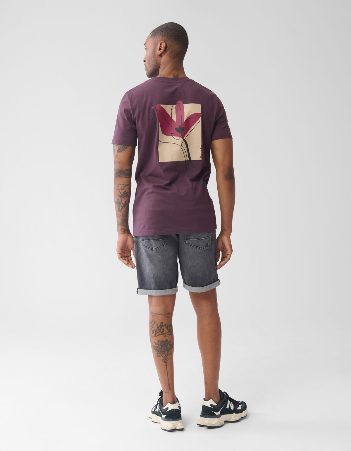 Blumen-T-Shirt Dunkelrot SHOEBY MEN