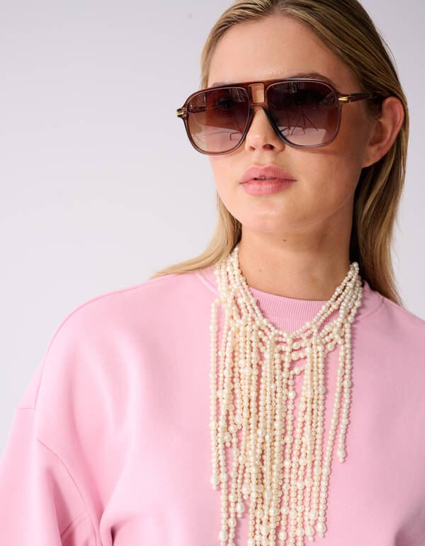 &Uuml;bergro&szlig;er Pullover mit gro&szlig;en &Auml;rmeln, Hellrosa SHOEBY WOMEN