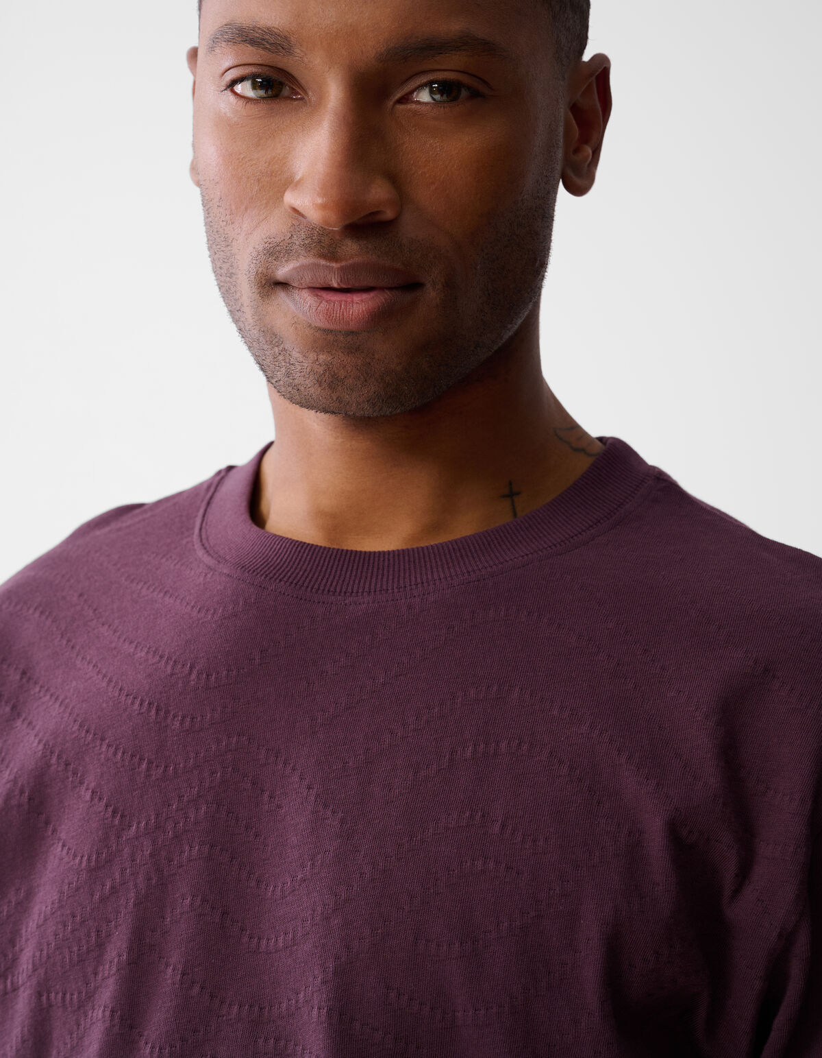 Jacquard-T-Shirt Dunkelrot SHOEBY MEN