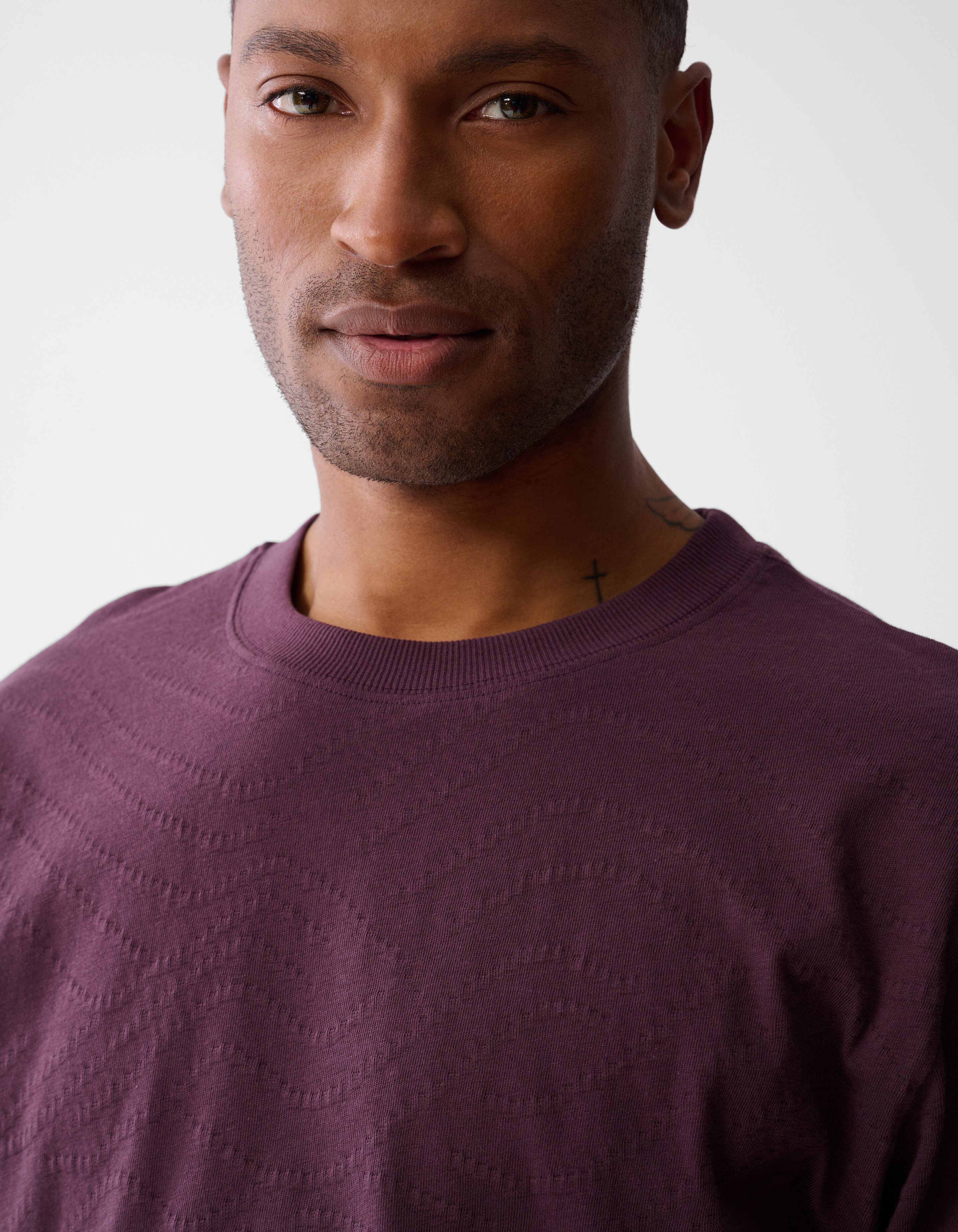 Jacquard-T-Shirt Dunkelrot SHOEBY MEN