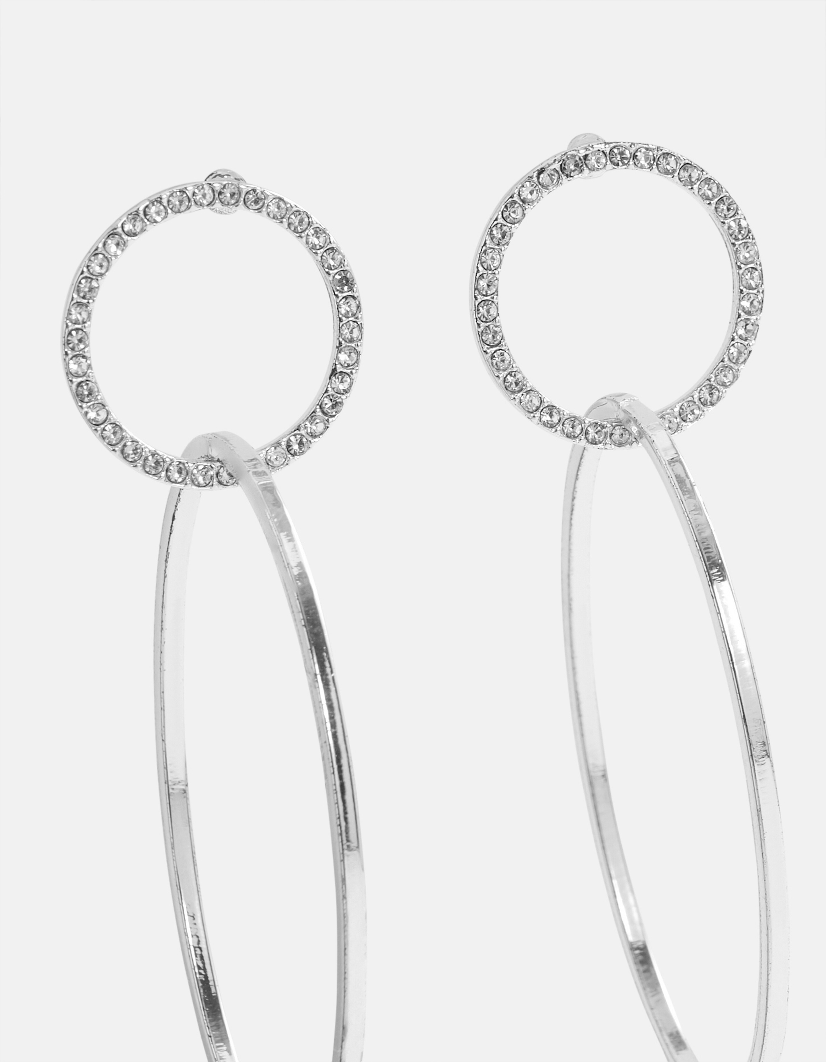Ovale Strass-Ohrringe Silber SHOEBY ACCESSOIRES
