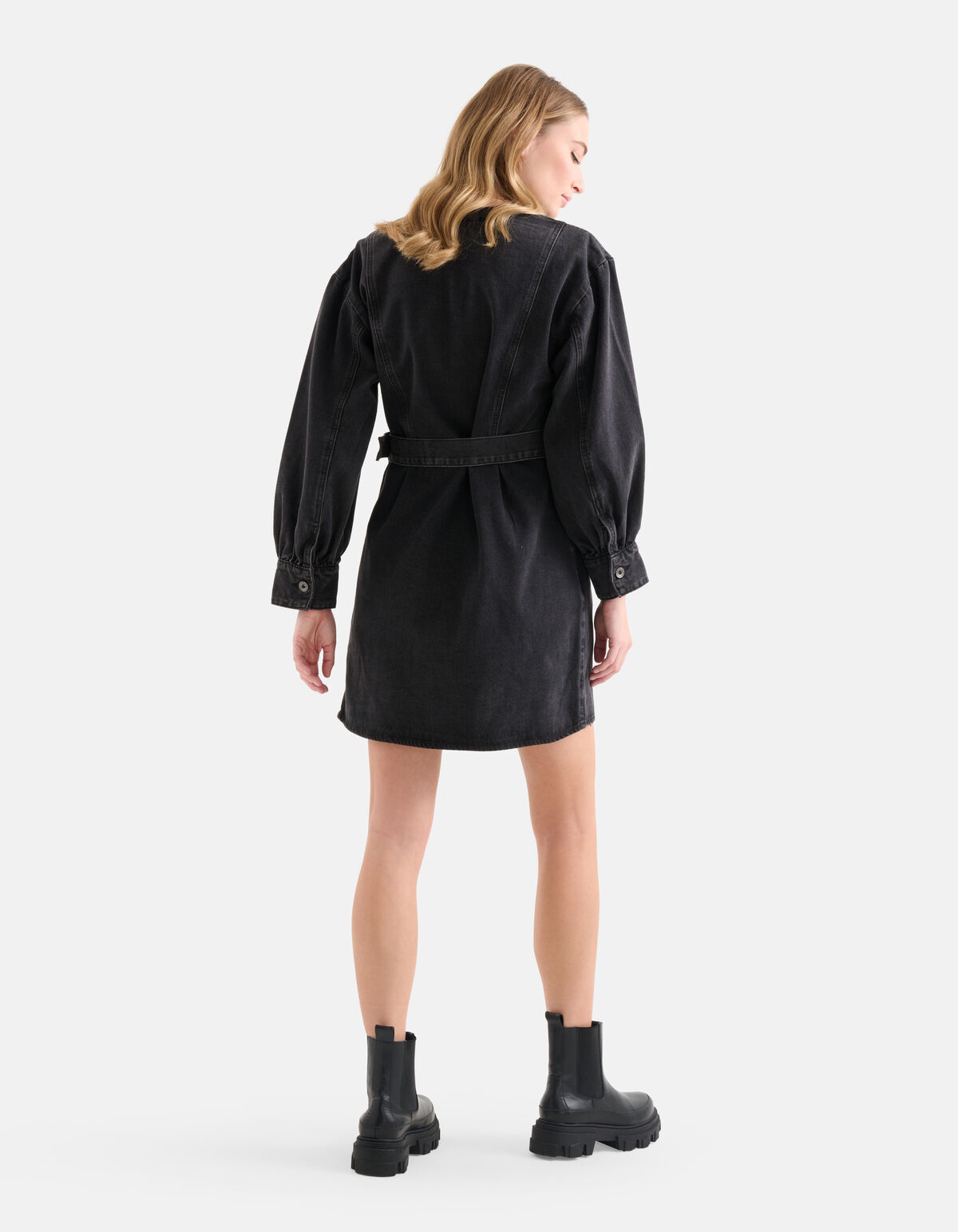 Gewaschenes Denim-Kleid Schwarz SHOEBY WOMEN