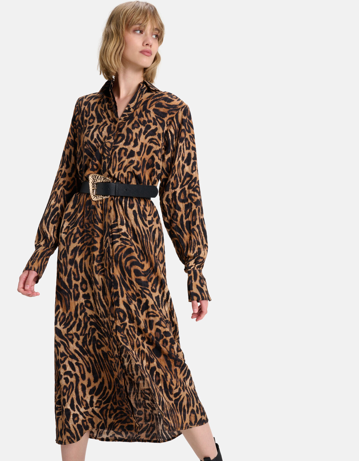 Midikleid mit Leopardenmuster Braun SHOEBY WOMEN