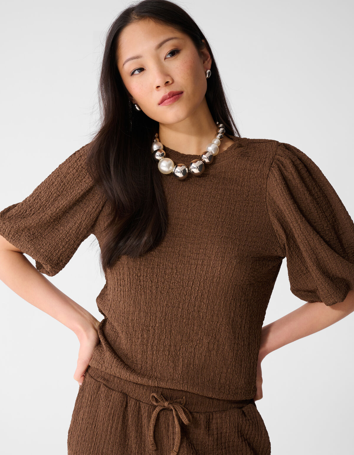 Knitter-Top Ballon Braun SHOEBY WOMEN