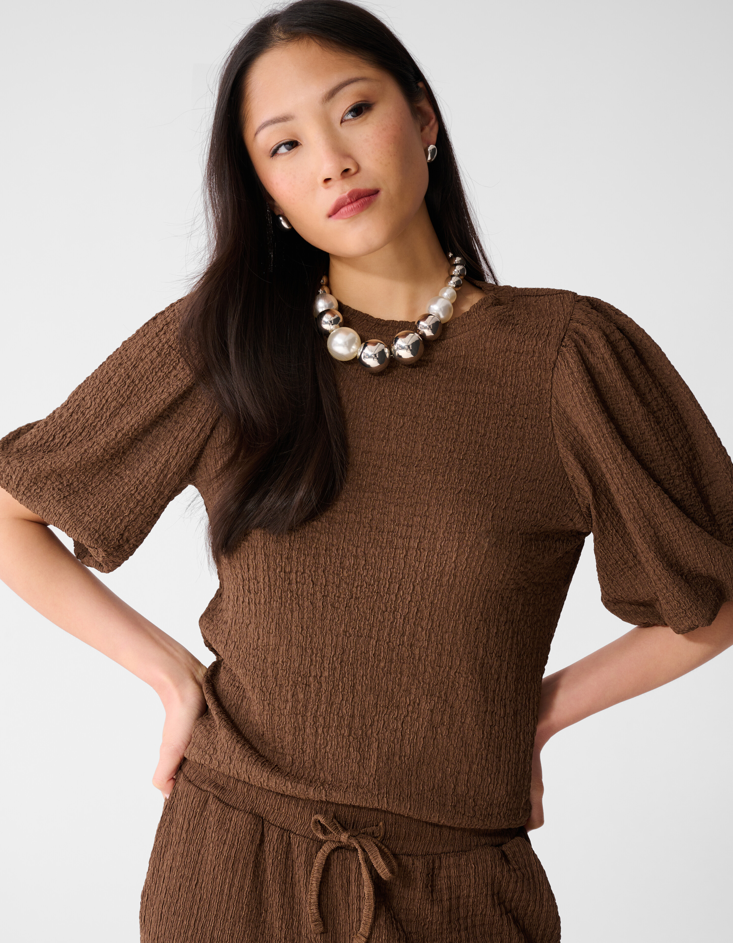 Knitter-Top Ballon Braun SHOEBY WOMEN