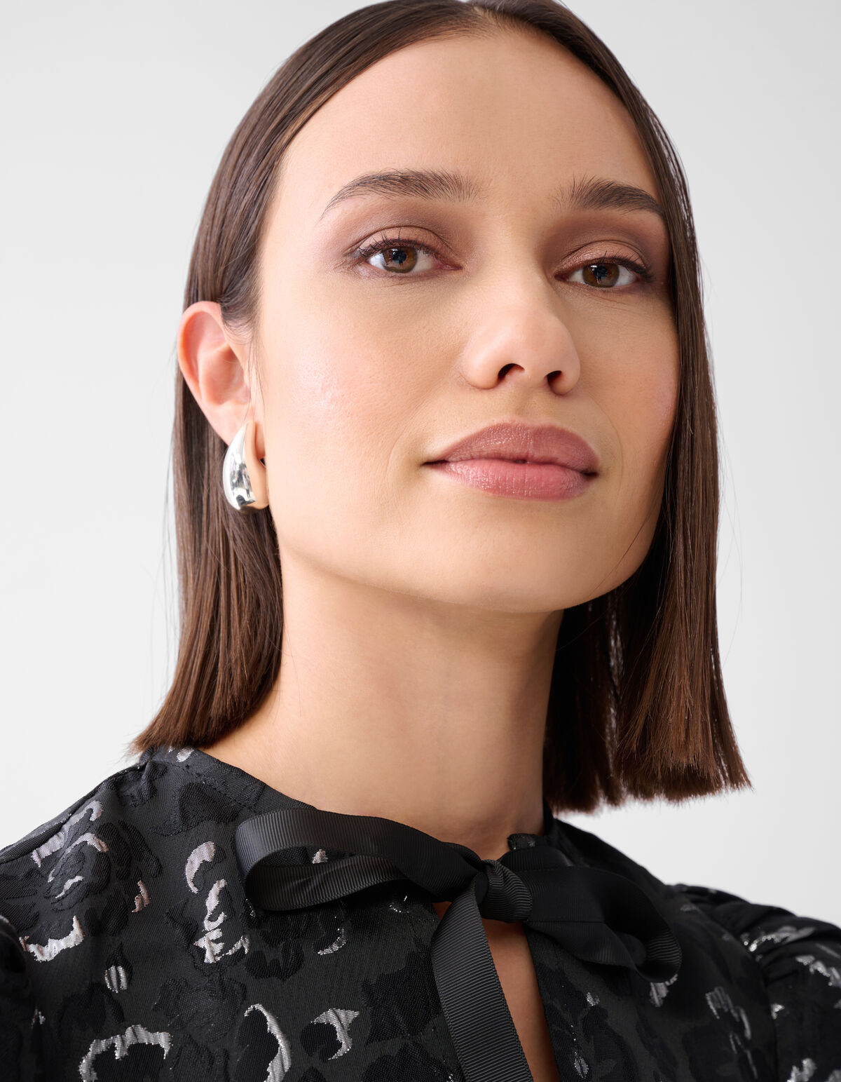 Jacquard Schleifen Top Schwarz SHOEBY WOMEN