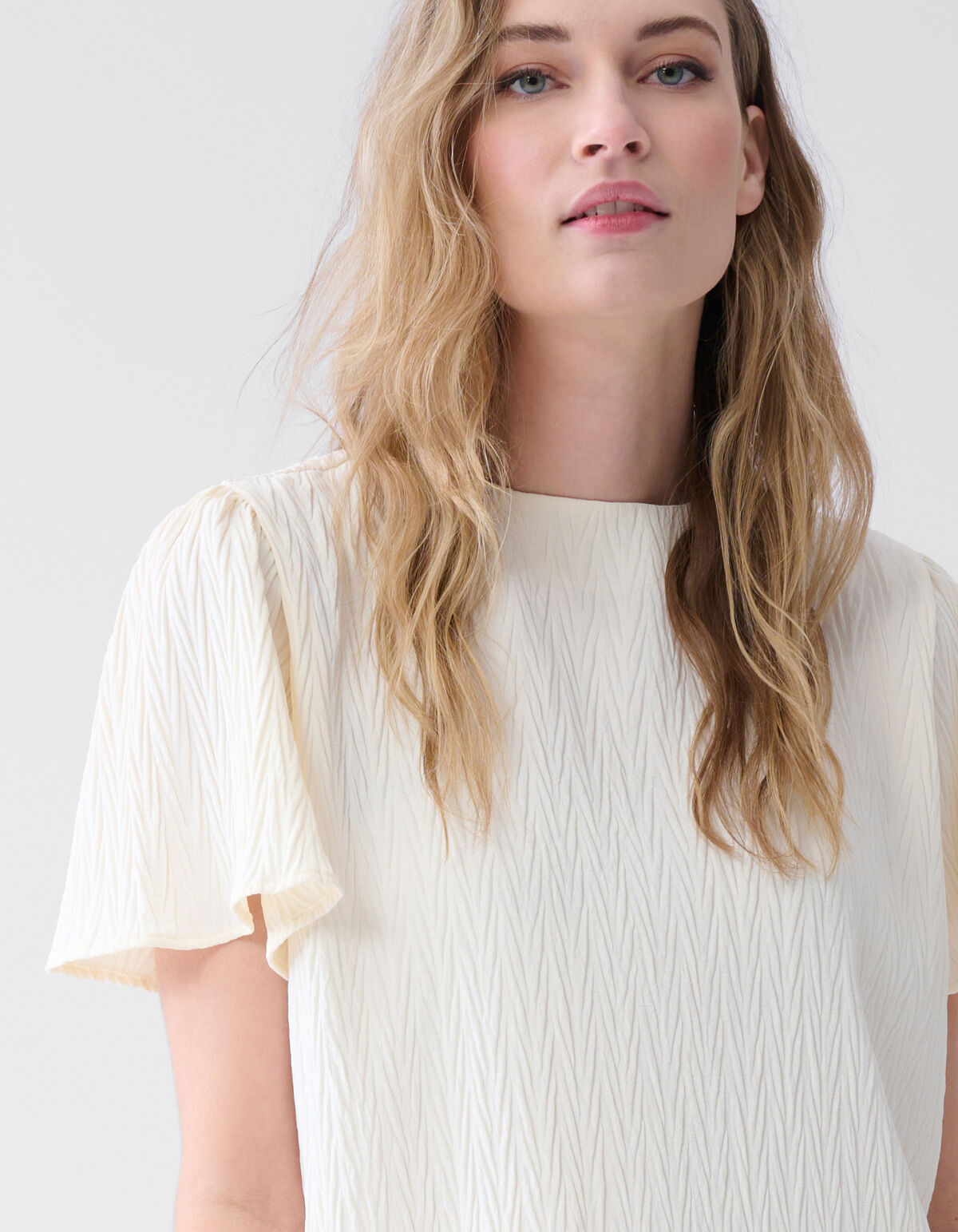 Crinkle Twist Top Off White SHOEBY WOMEN