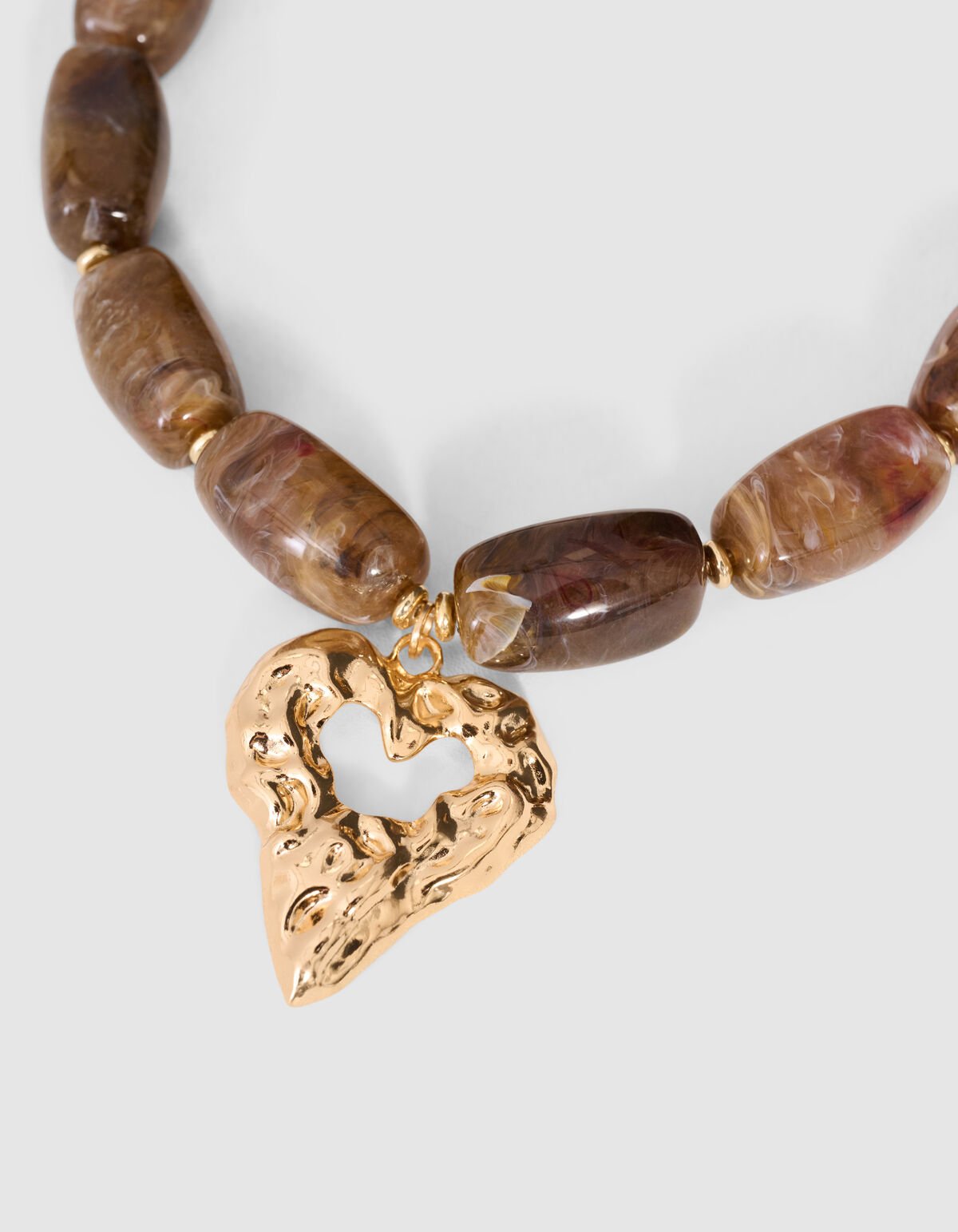 Quadratisches Perlenherz Halskette Braun SHOEBY ACCESSOIRES