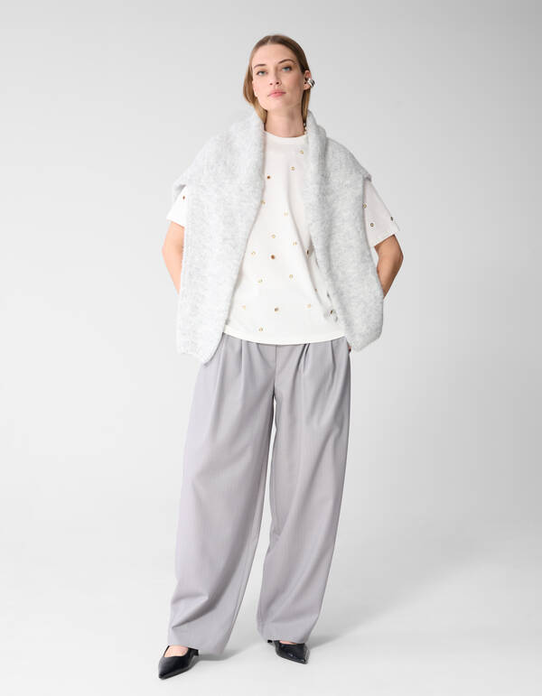 Oversized T-Shirt mit &Ouml;sen Wei&szlig; SHOEBY WOMEN