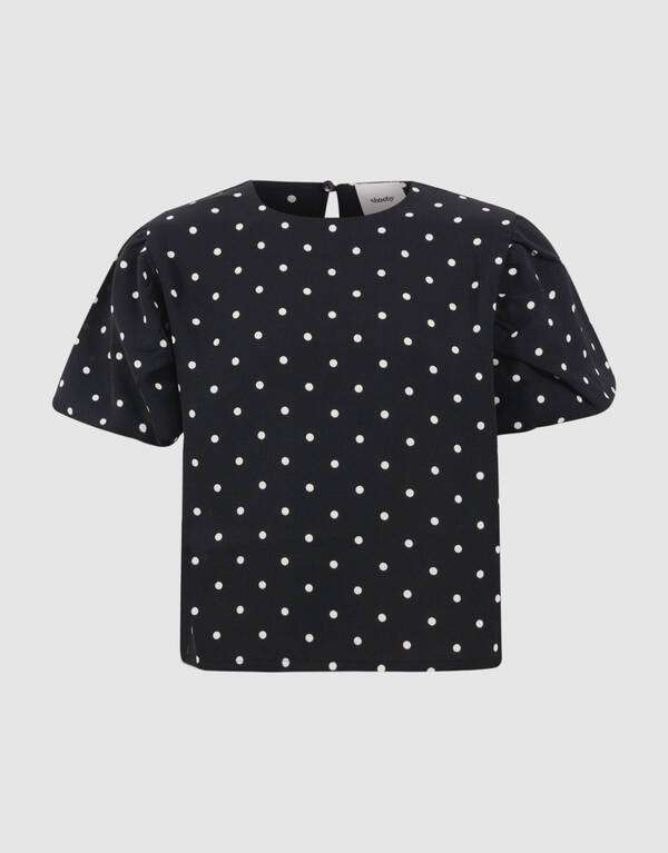 Twist Polkadot Top Schwarz SHOEBY GIRLS