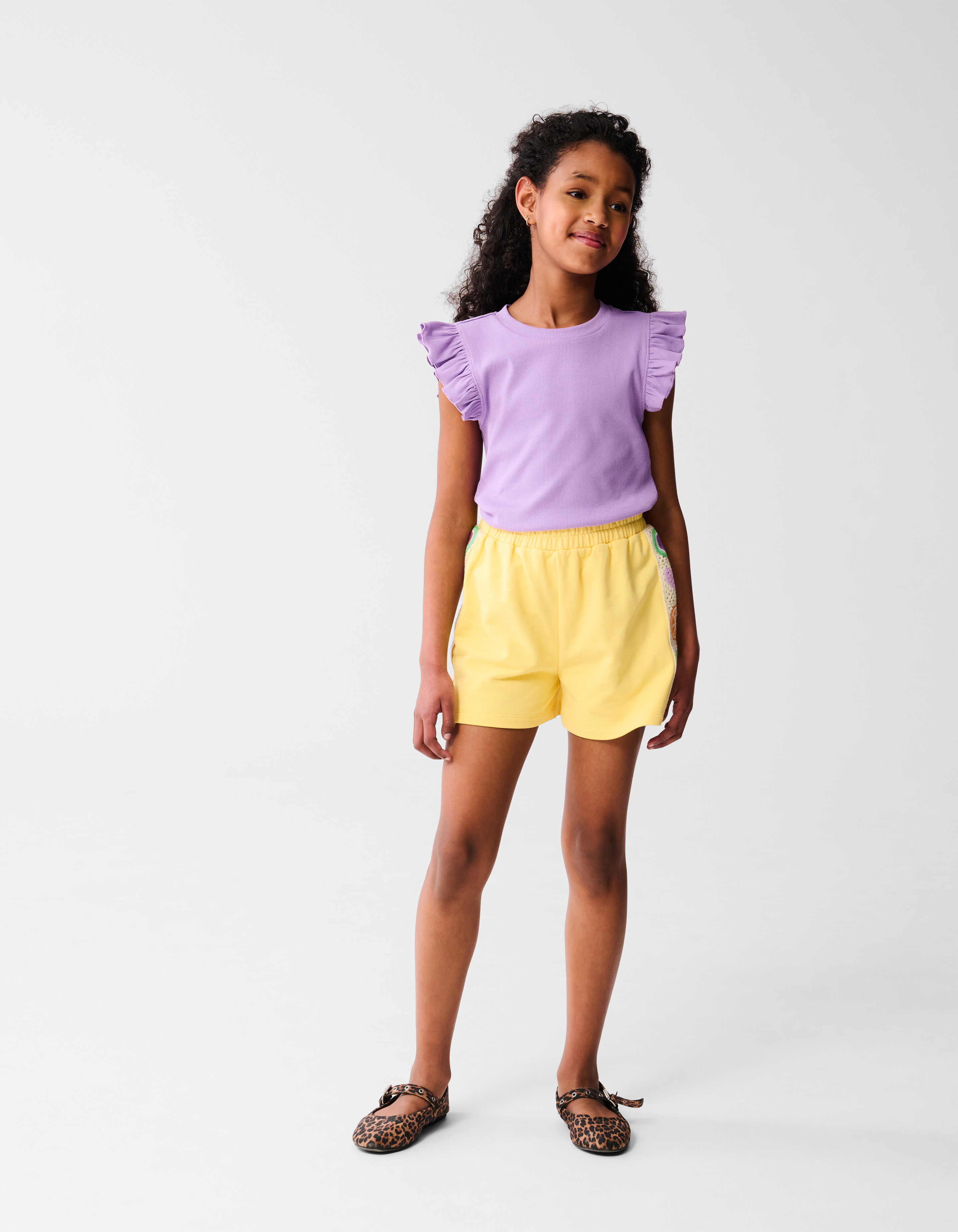 Ruffle Rib Top Hellviolett SHOEBY GIRLS