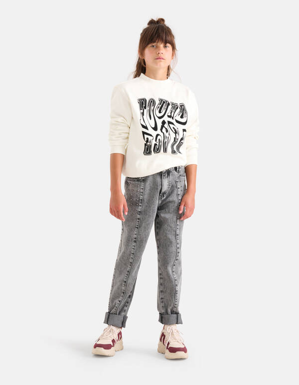 Studs Straight Fit Jeans Dunkelgrau SHOEBY GIRLS
