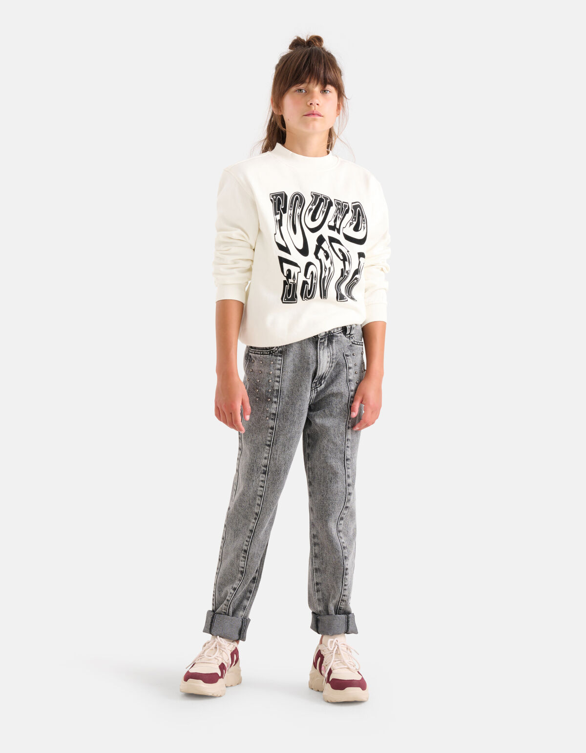 Studs Straight Fit Jeans Dunkelgrau SHOEBY GIRLS
