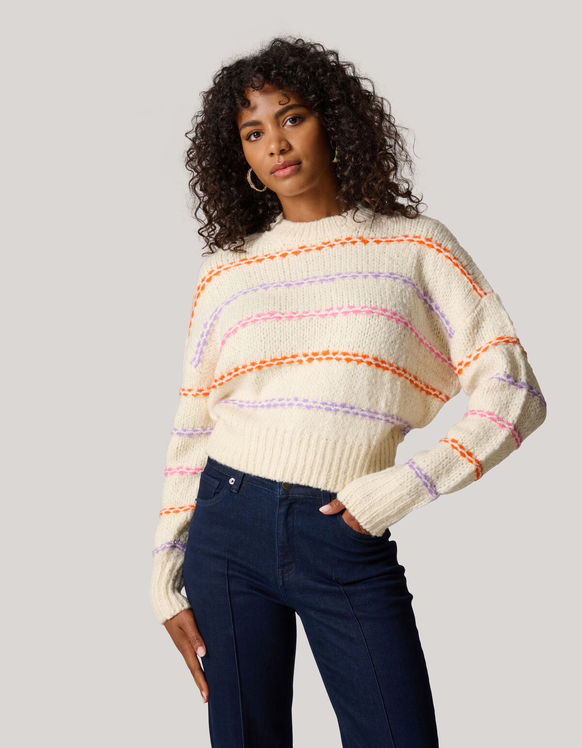 Fun Stripe Pullover Off White SHOEBY WOMEN