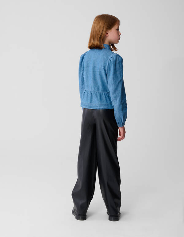 Jeansbluse mit Schleife Blau SHOEBY GIRLS