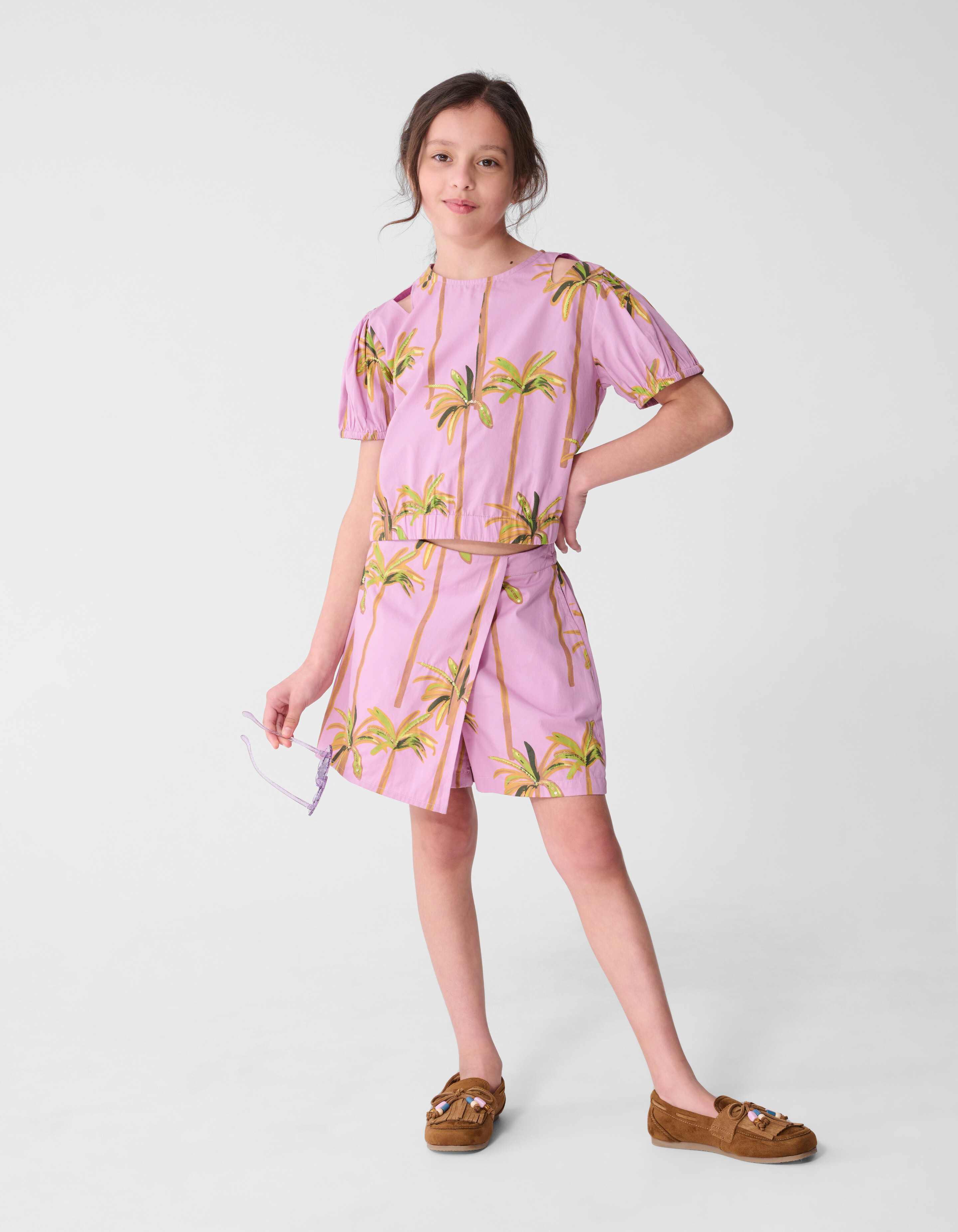 Palmen-Pailletten-Skort Helllila SHOEBY GIRLS