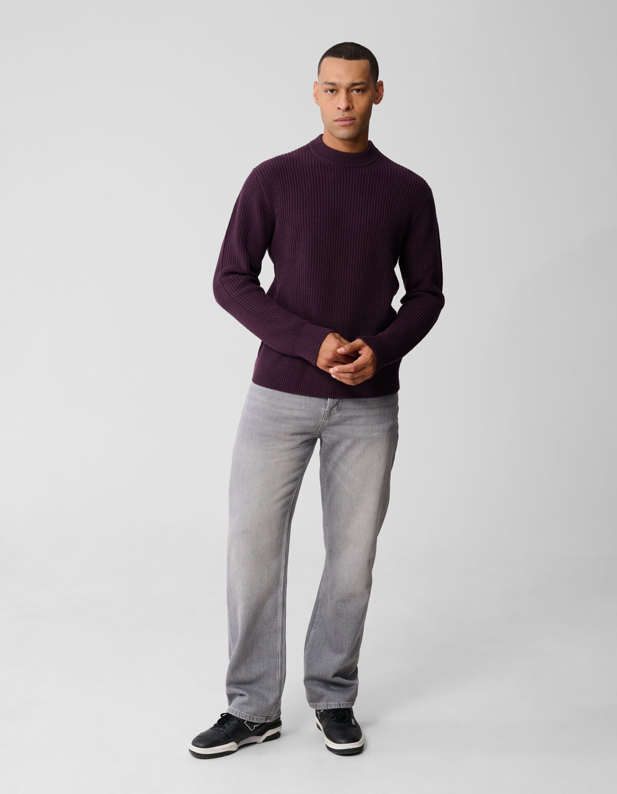 Rundhals-Strickpullover Dunkelrot SHOEBY MEN