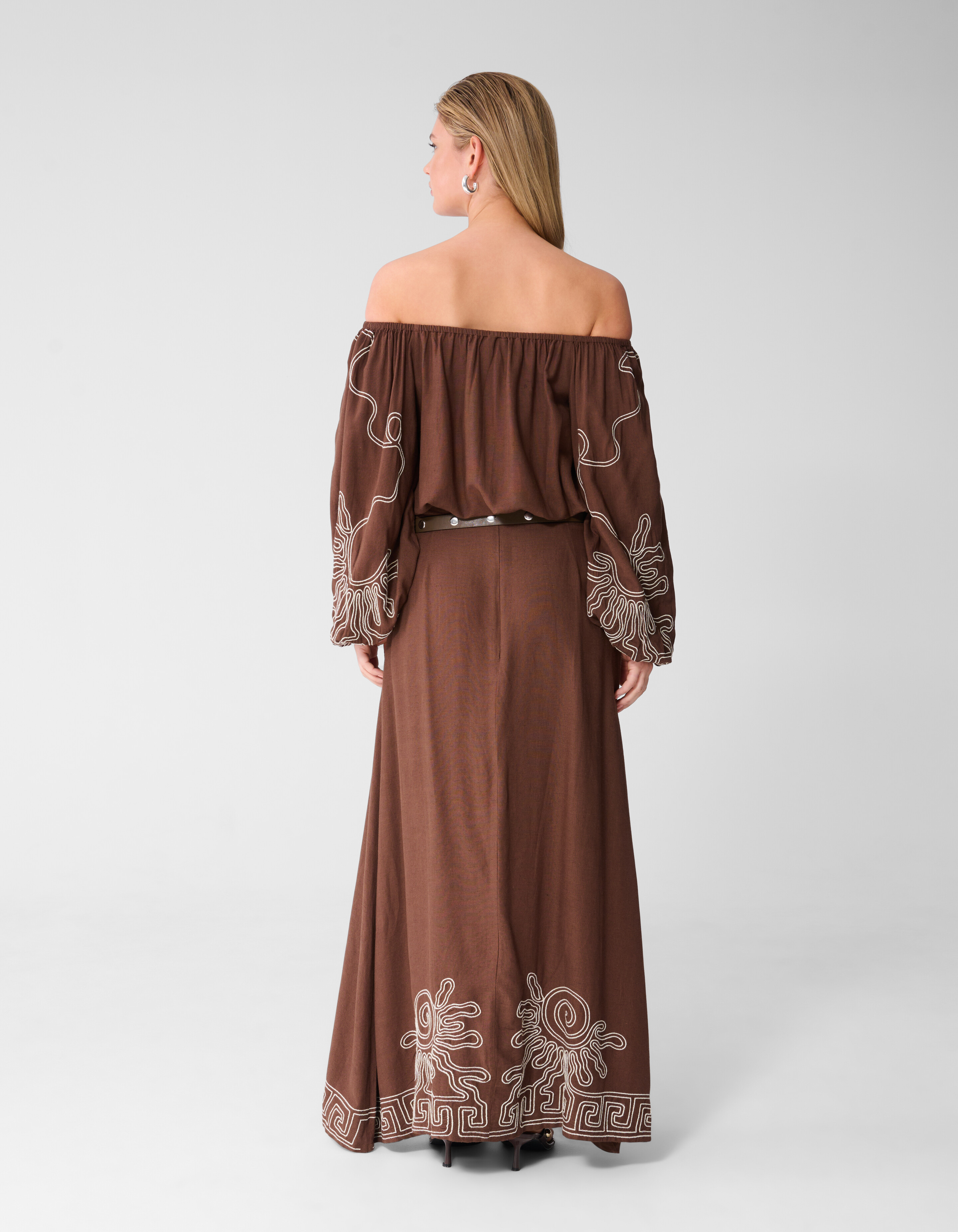 Stickerei Off-Shoulder-Top Braun SHOEBY WOMEN