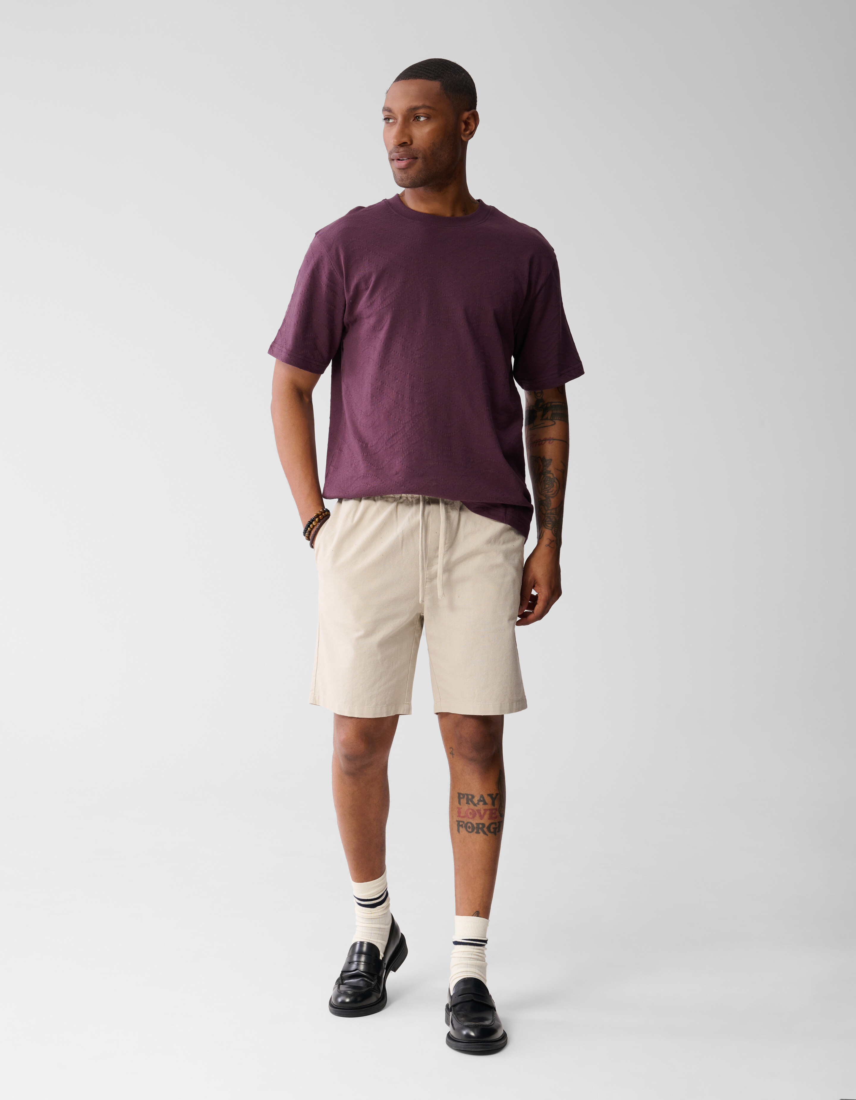 Jacquard-T-Shirt Dunkelrot SHOEBY MEN