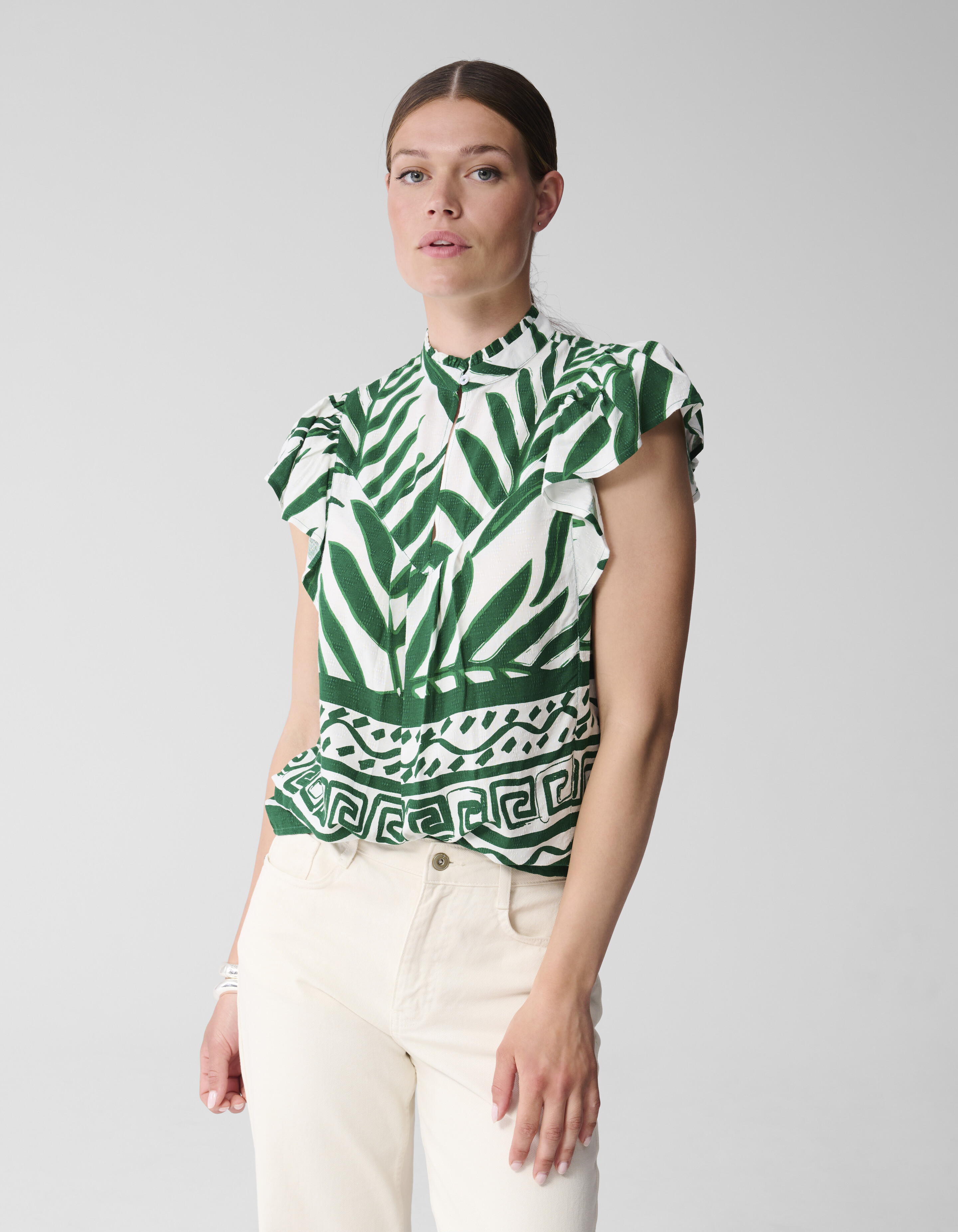 Bedrucktes Palmen-Top Weiß SHOEBY WOMEN