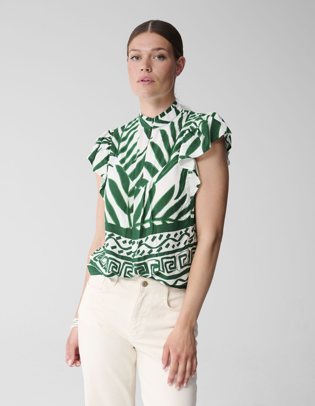 Bedrucktes Palmen-Top Weiß SHOEBY WOMEN