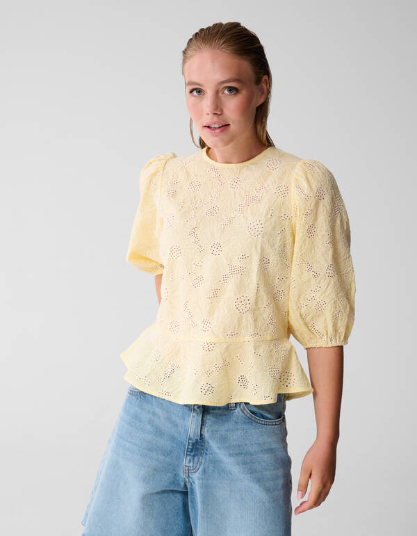 Blumenstruktur Top Hellgelb SHOEBY WOMEN