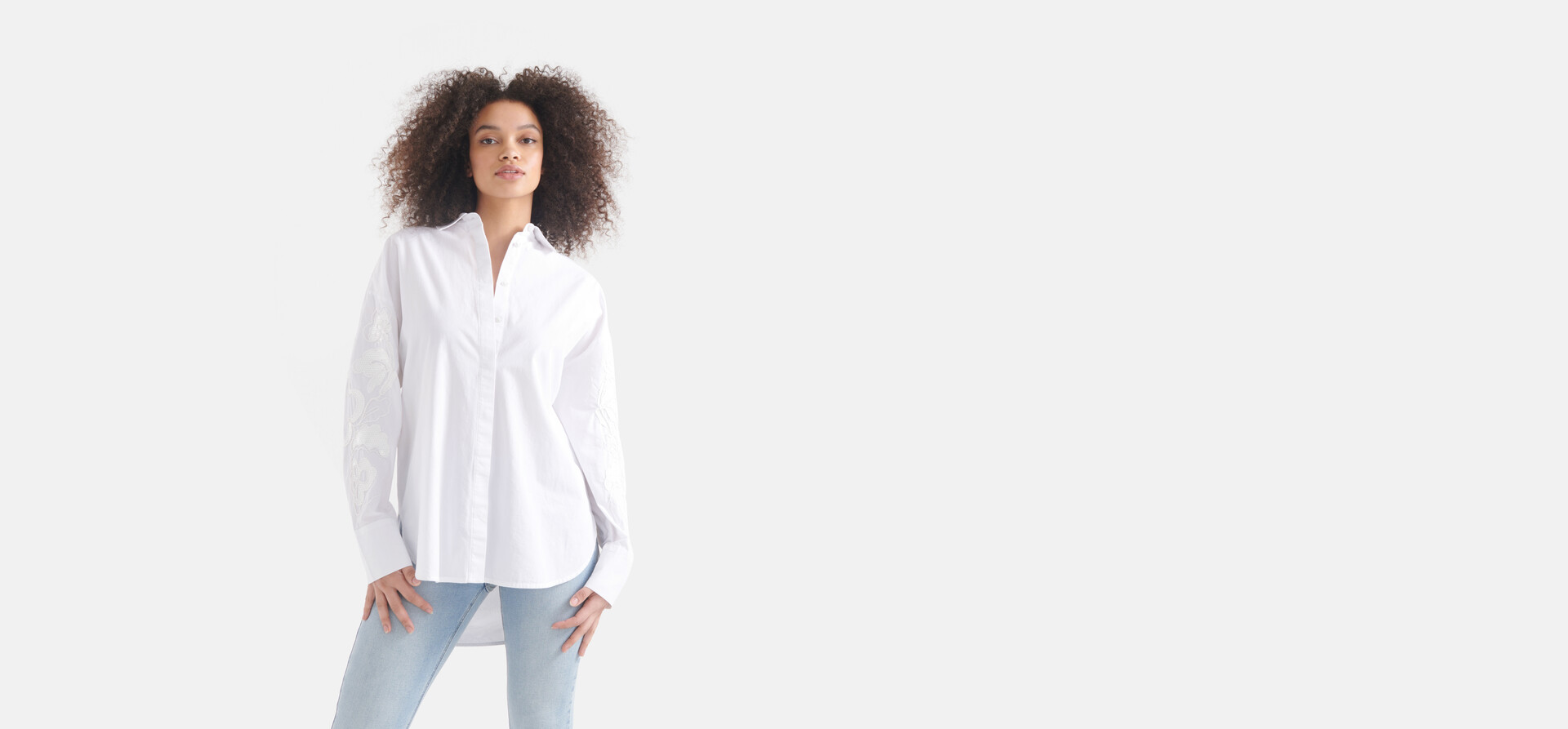 Pailletten Popeline Bluse Weiß SHOEBY WOMEN