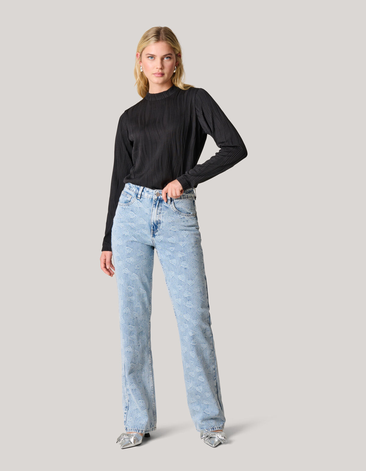 Swirl Crinkle Top Schwarz SHOEBY WOMEN