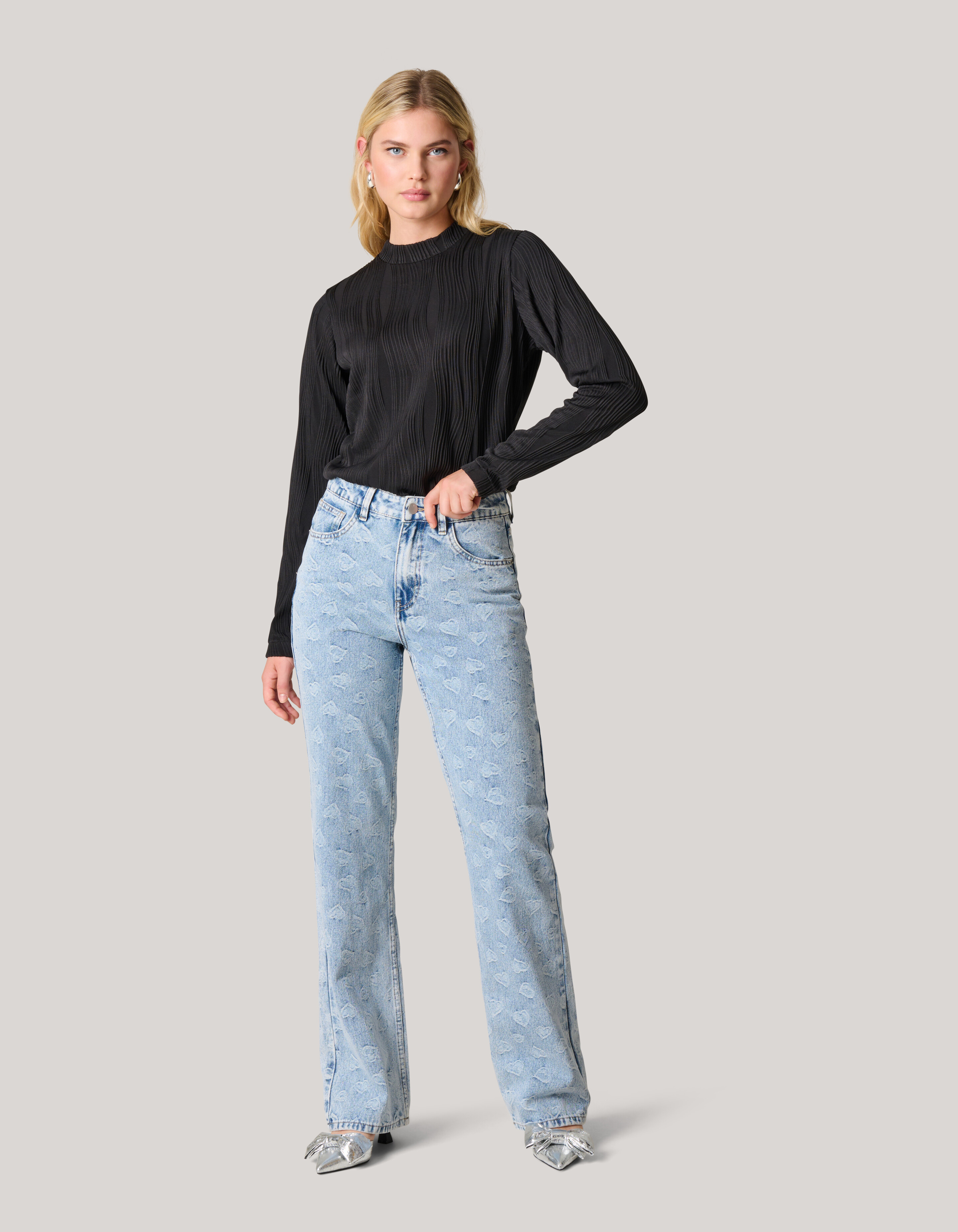 Swirl Crinkle Top Schwarz SHOEBY WOMEN