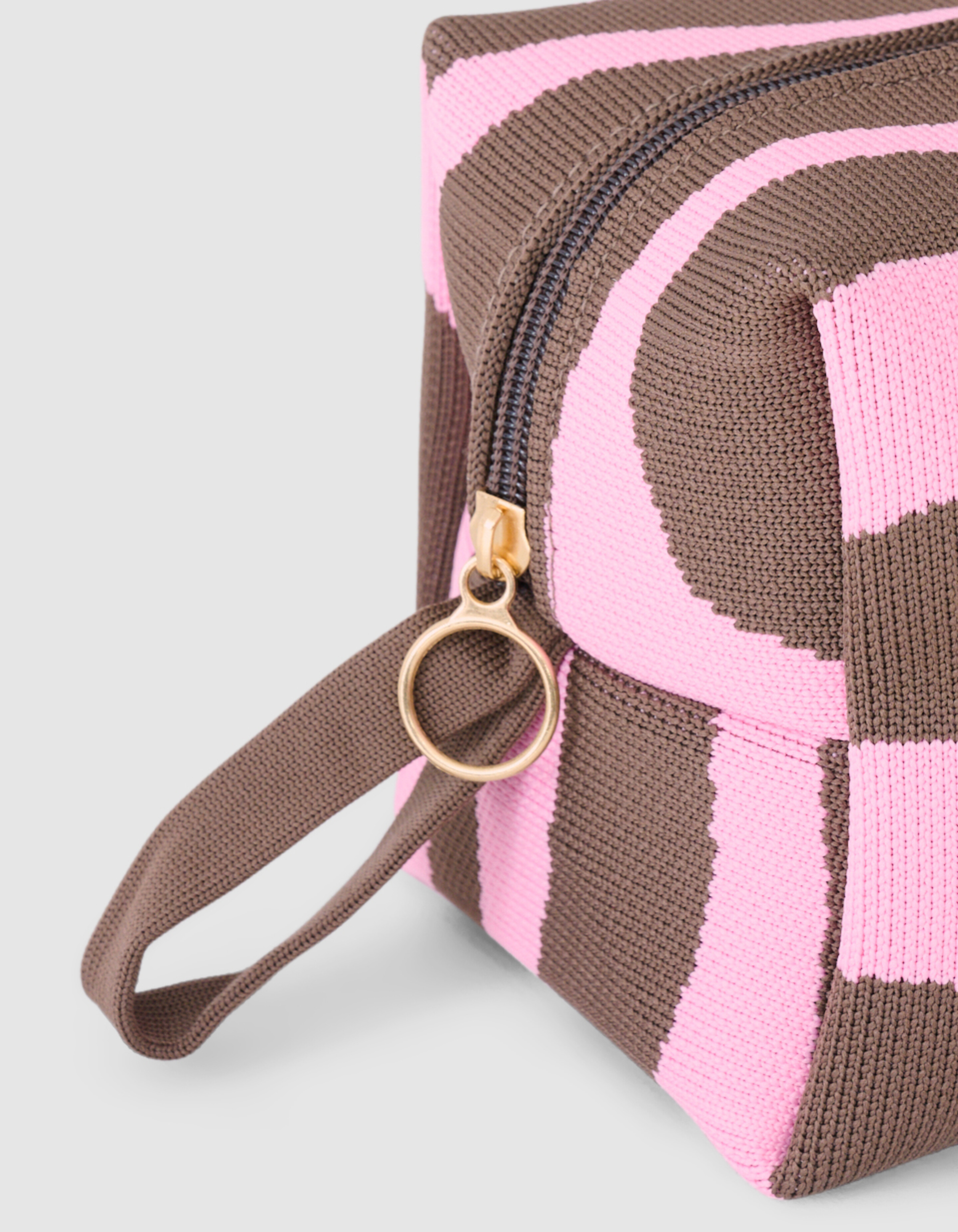Gestrickte Kulturtasche Rosa/Braun SHOEBY ACCESSOIRES