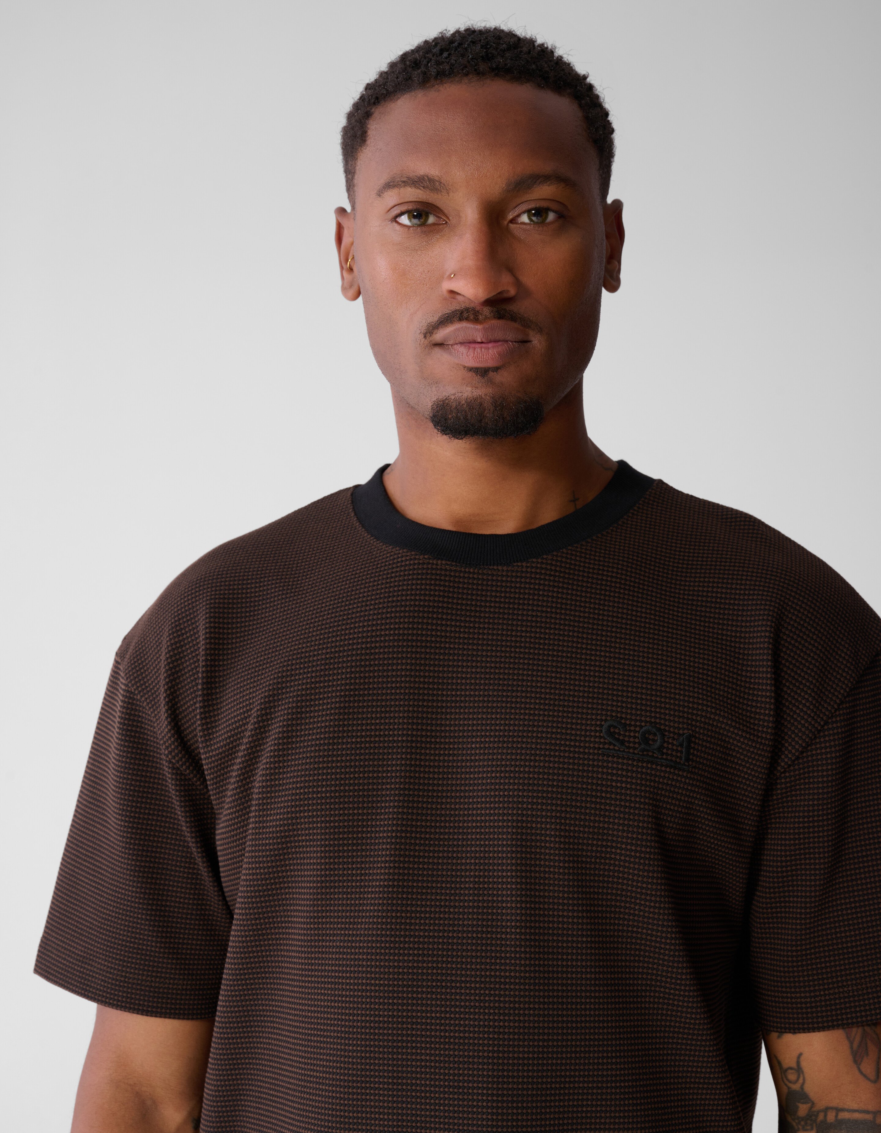 Wabenmuster-T-Shirt Dunkelbraun SHOEBY MEN