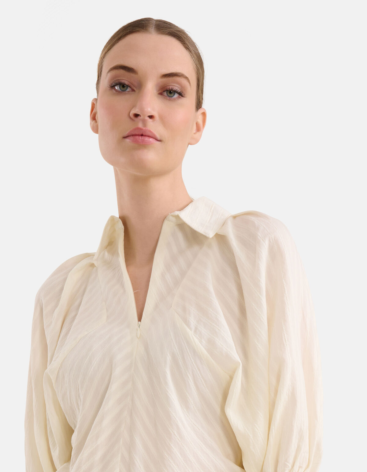 Bluse mit Reißverschluss und Streifen Off White SHOEBY WOMEN