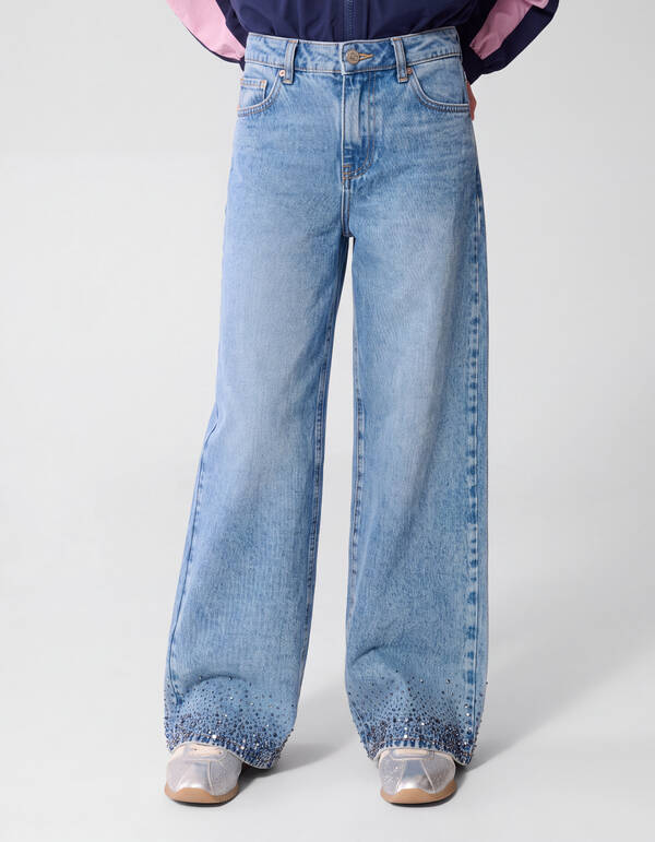 Strass Ultra Wide Leg Fit Jeans Blau SHOEBY GIRLS