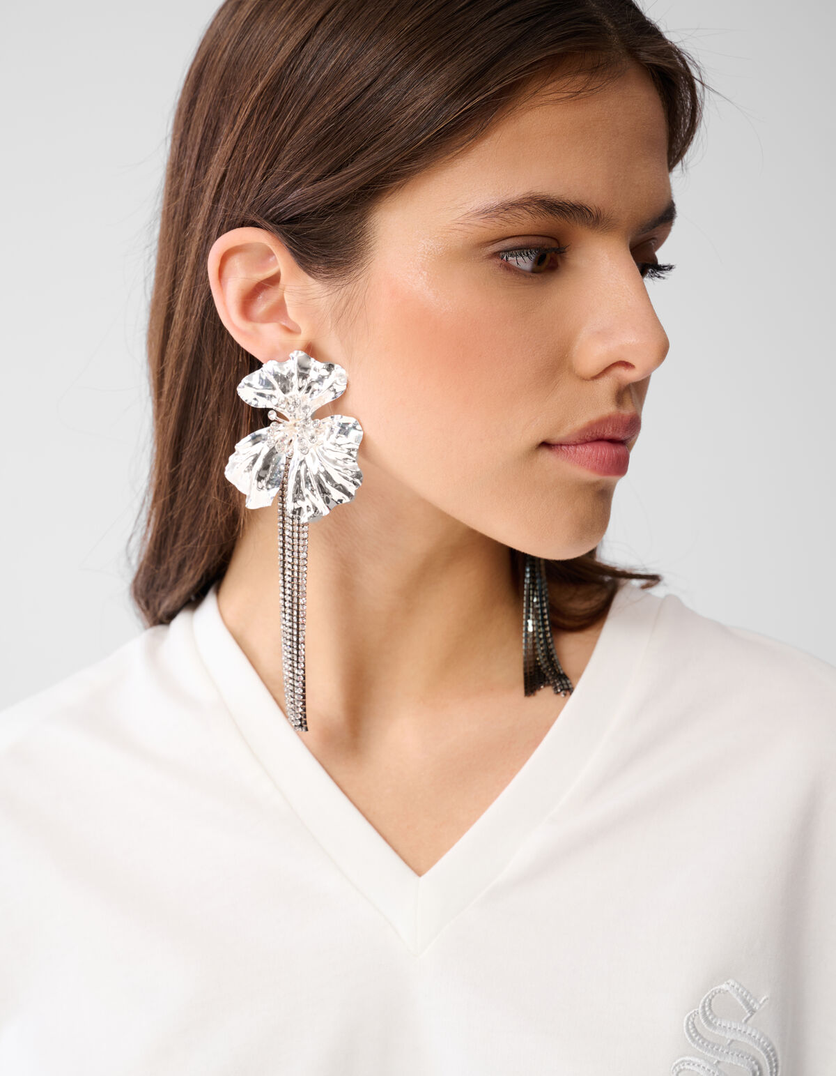 Statement Blumenohrringe Silber SHOEBY ACCESSOIRES