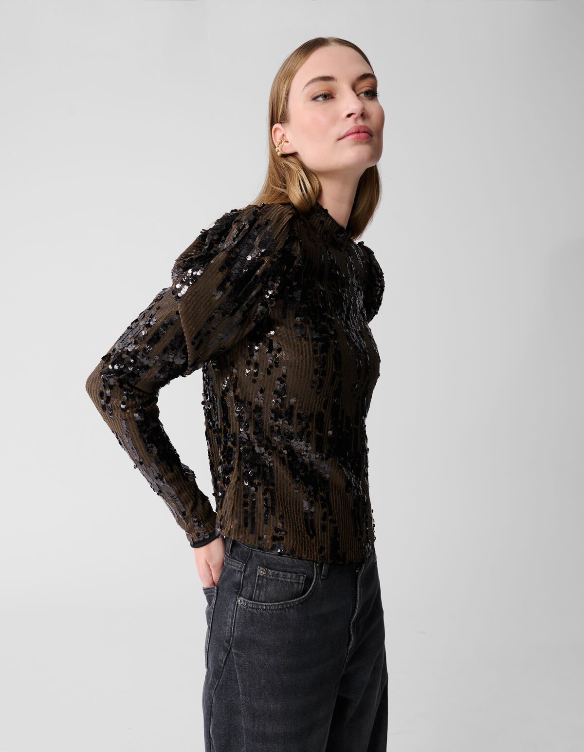 Paillettentop Khaki SHOEBY WOMEN