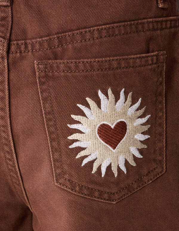 Herz Stickerei Jeansshorts Braun SHOEBY GIRLS