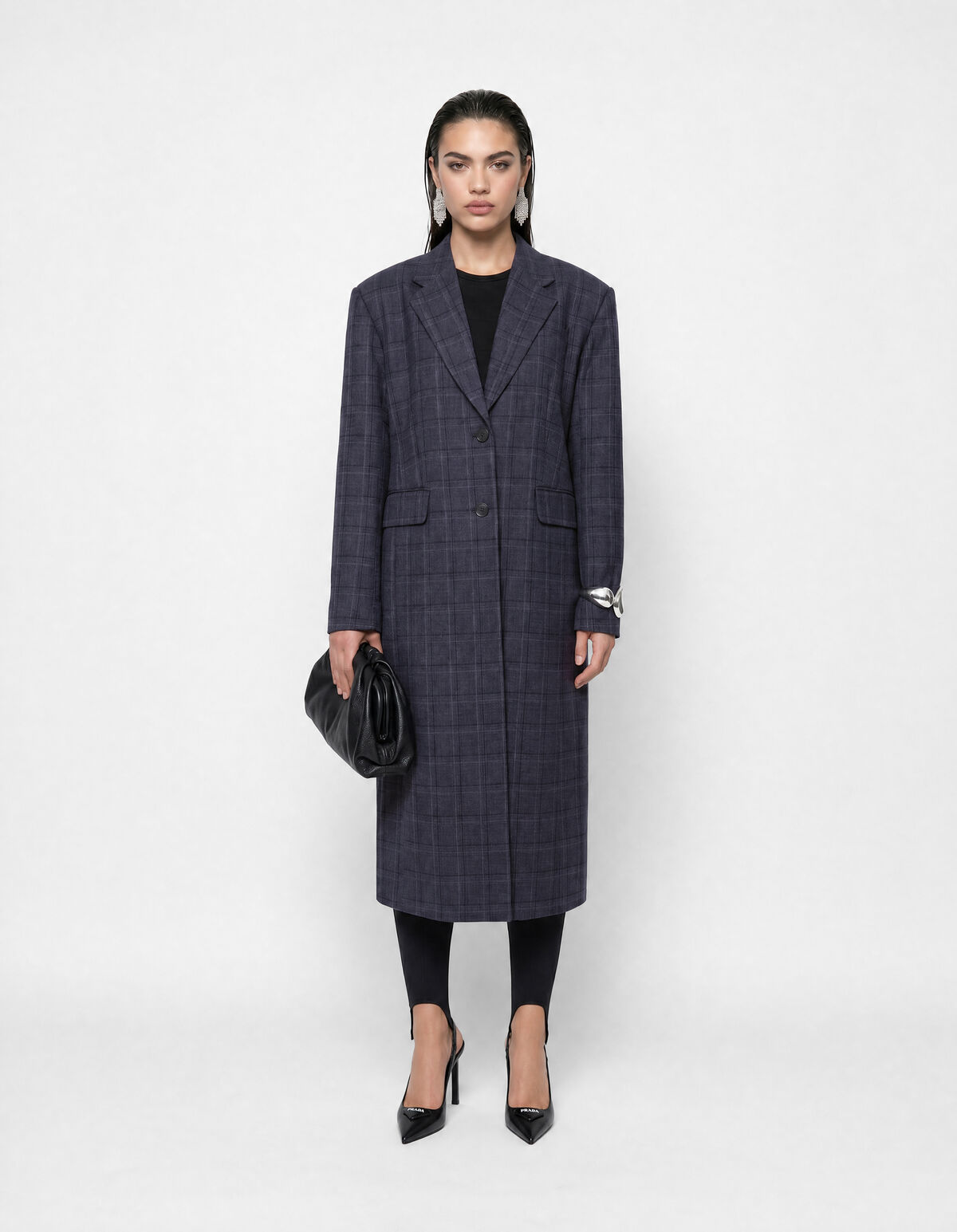 Midi-Check-Blazer Dunkelgrau SHOEBY WOMEN