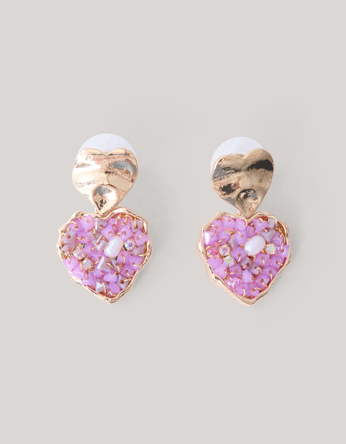 Perlenohrringe Herz Rosa SHOEBY ACCESSOIRES