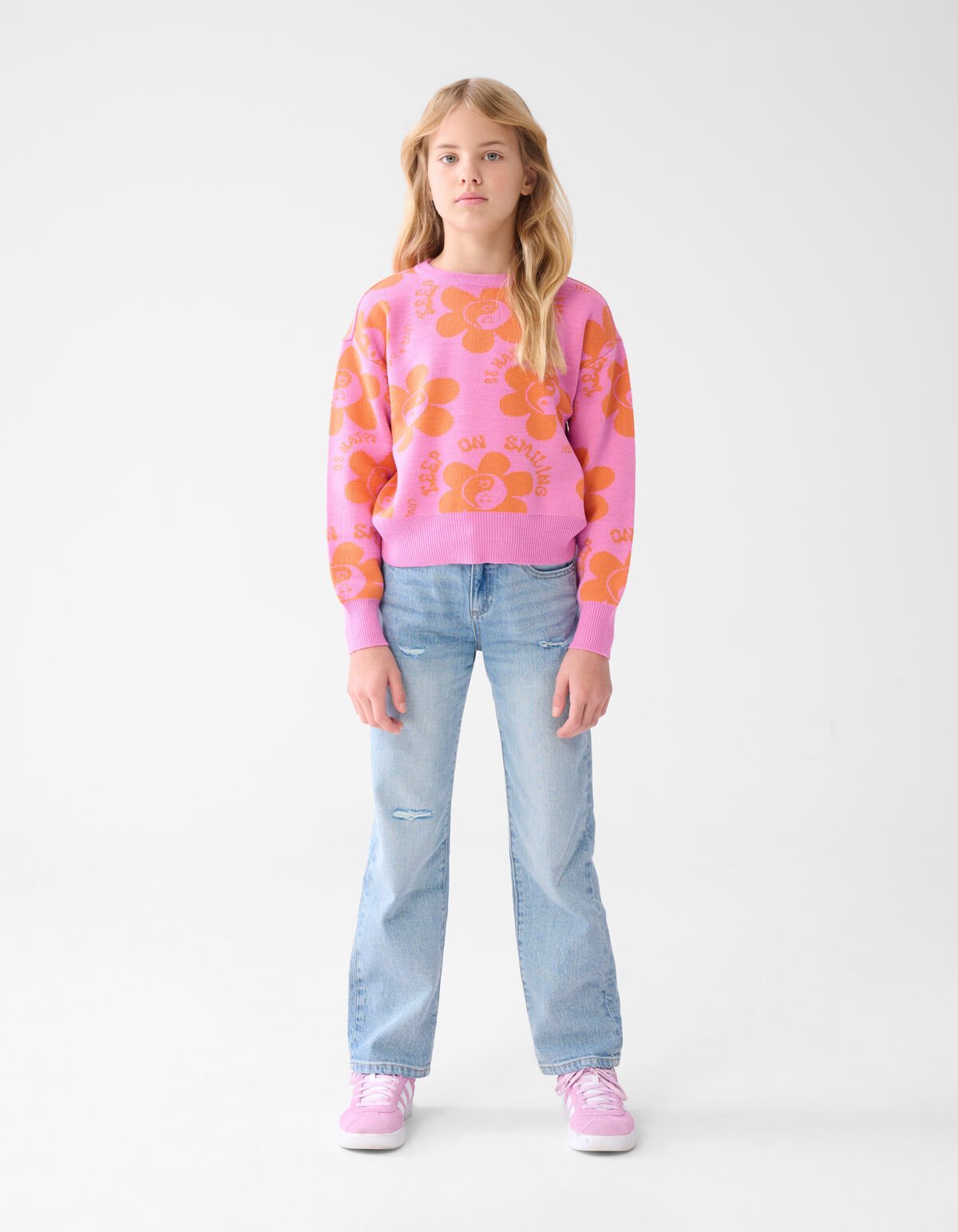 Zerstörte Straight Leg Jeans Blauw SHOEBY GIRLS