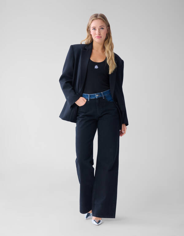 Zweifarbige Jeans mit weitem Bein Dunkelblau SHOEBY WOMEN