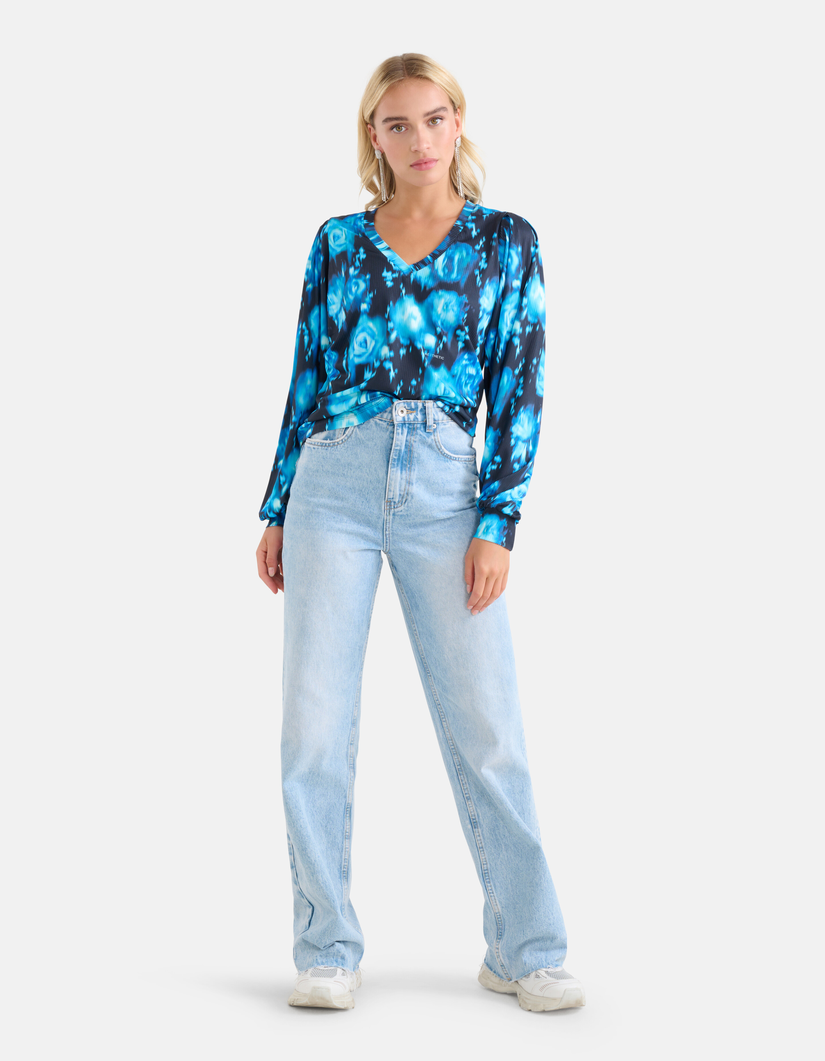 Rippstrick-Langarmshirt Blau SHOEBY WOMEN