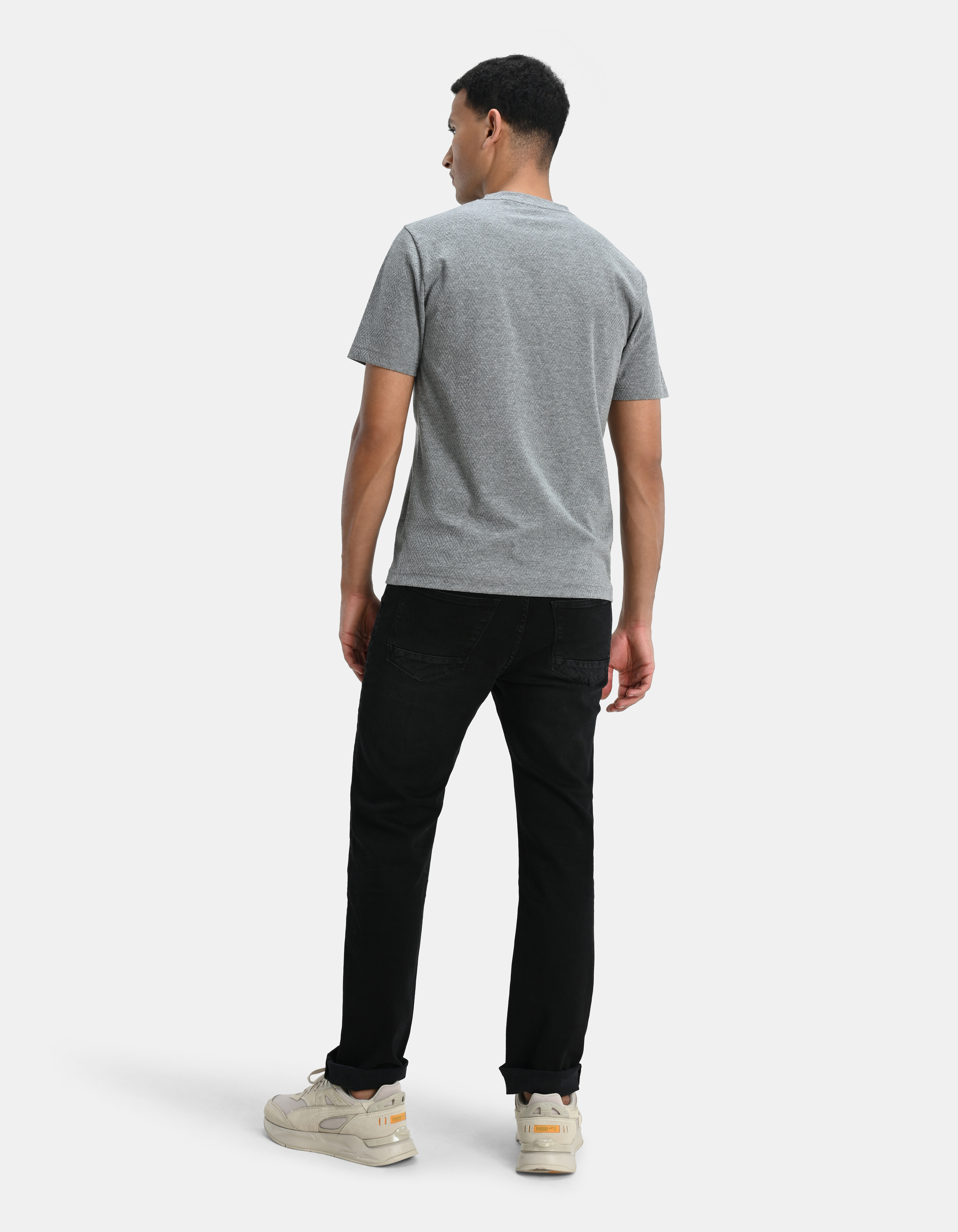 Straight Jeans Washed Schwarz Länge 34 Refill
