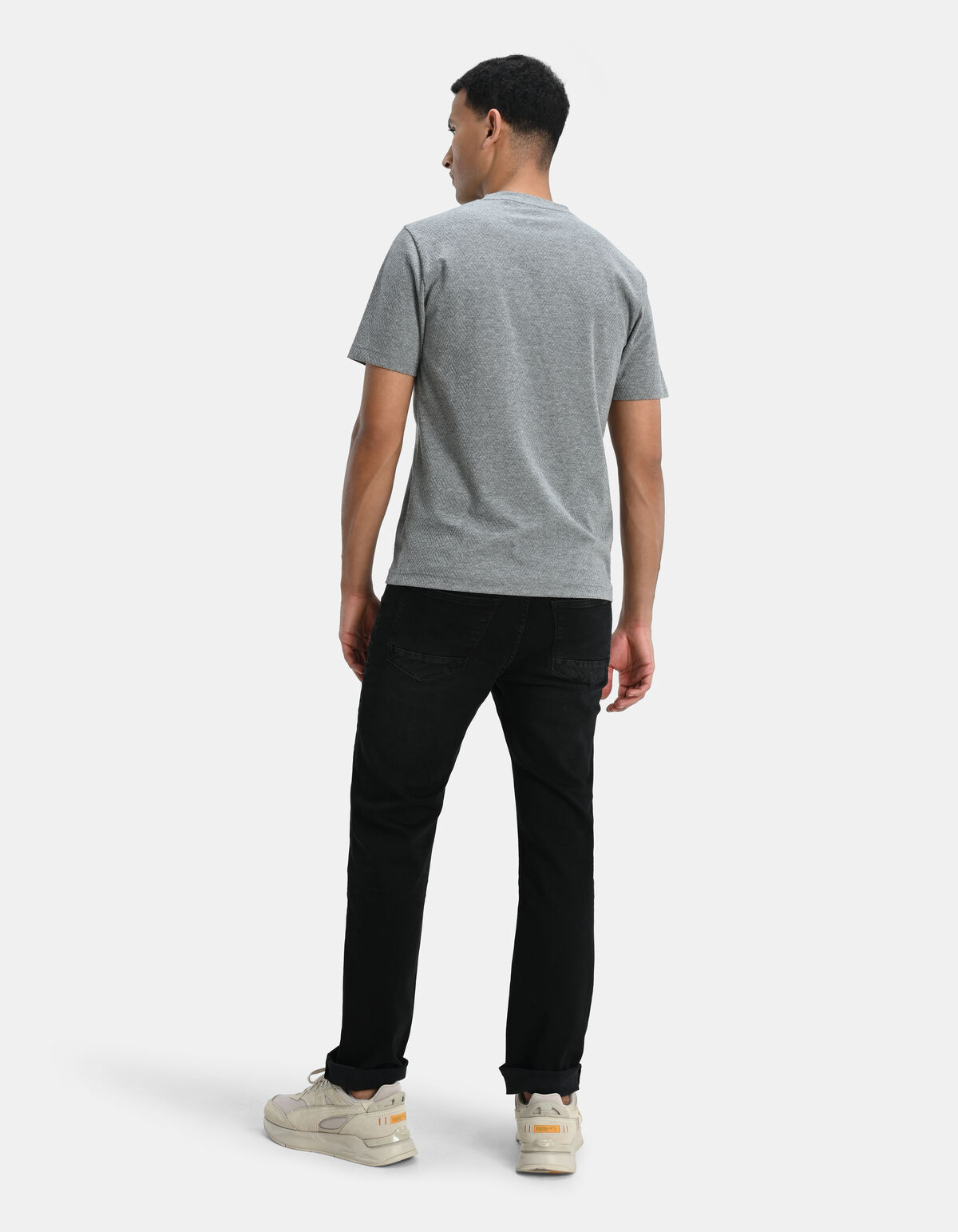 Straight Jeans Washed Schwarz Länge 34 Refill