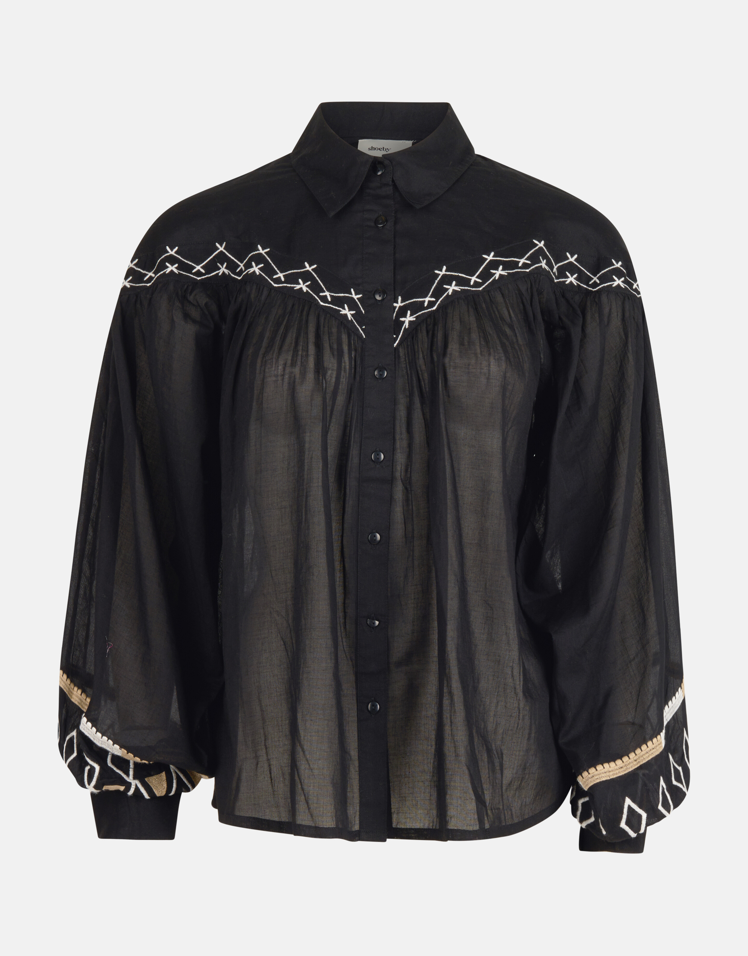 Bluse mit Stickerei Schwarz SHOEBY WOMEN