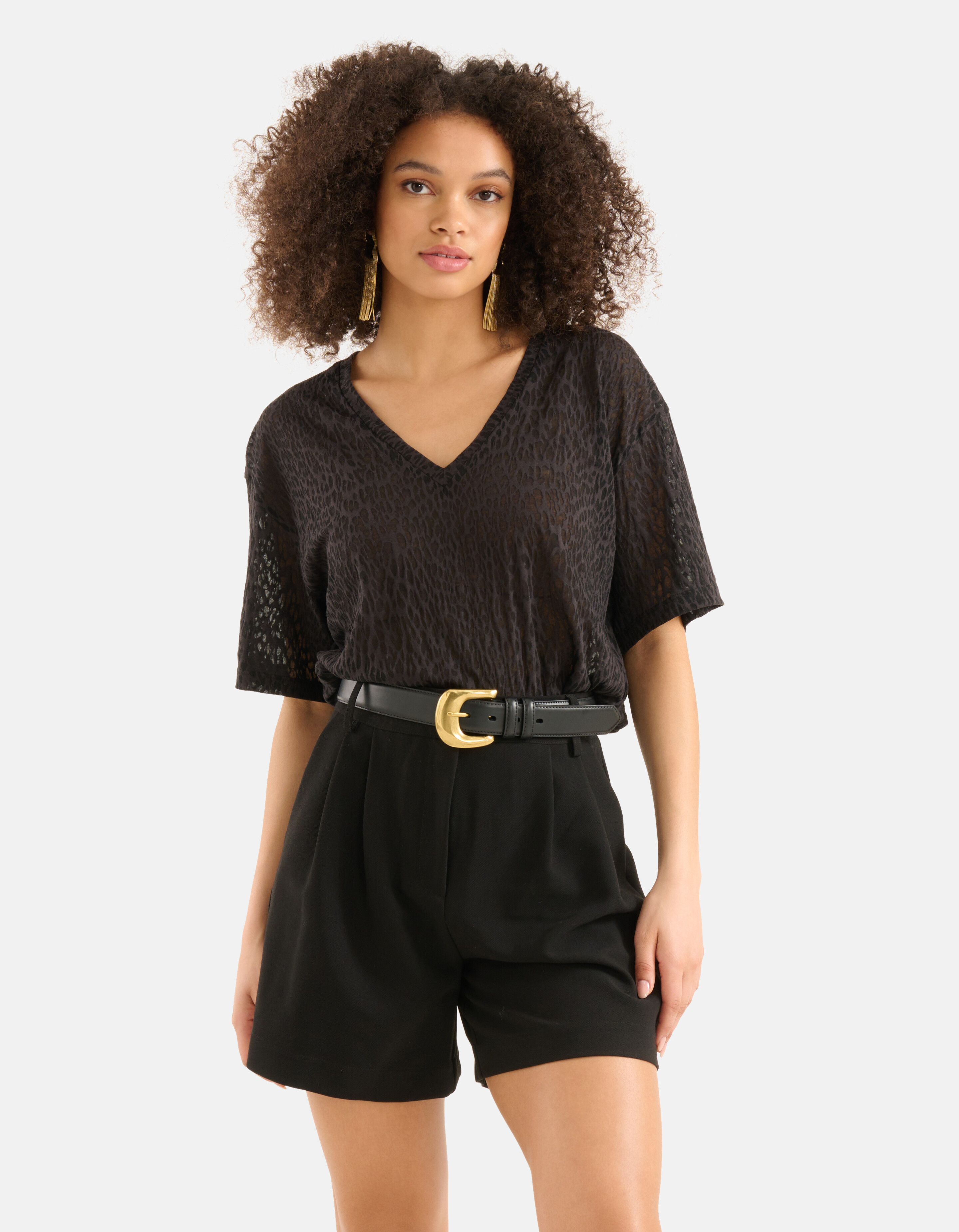 Leopard Burn Out T-shirt Schwarz SHOEBY WOMEN