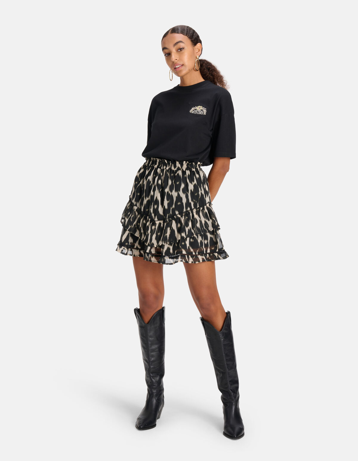 Rock mit Leopardenmuster Schwarz SHOEBY WOMEN