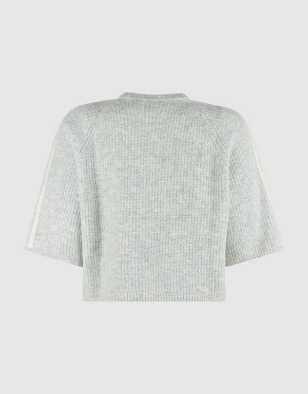 Gestreifter Pullover Mit Halblangen &Auml;rmel Hellgrau SHOEBY WOMEN