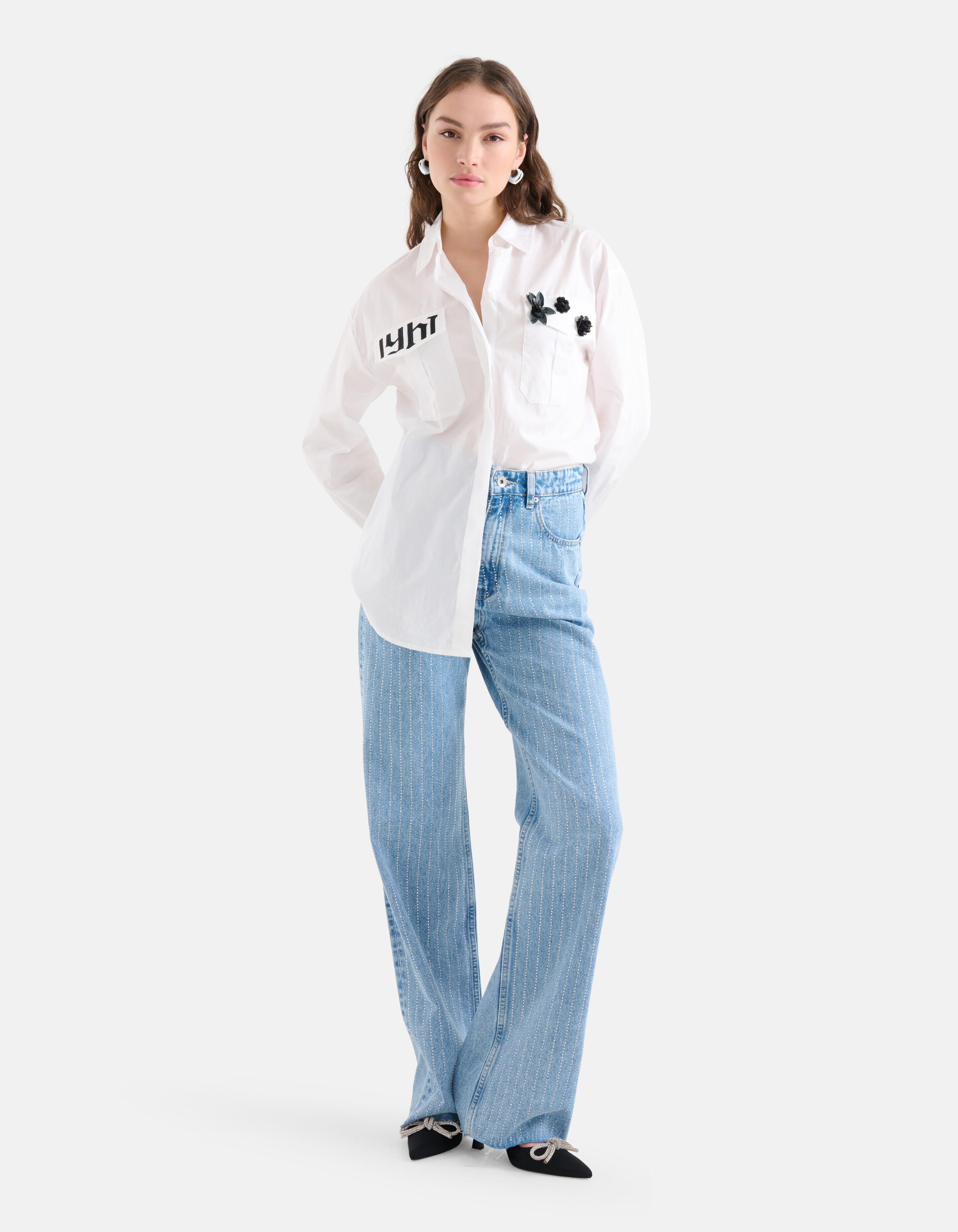 Strass Jeans mit weitem Bein Mediumstone L33 SHOEBY WOMEN