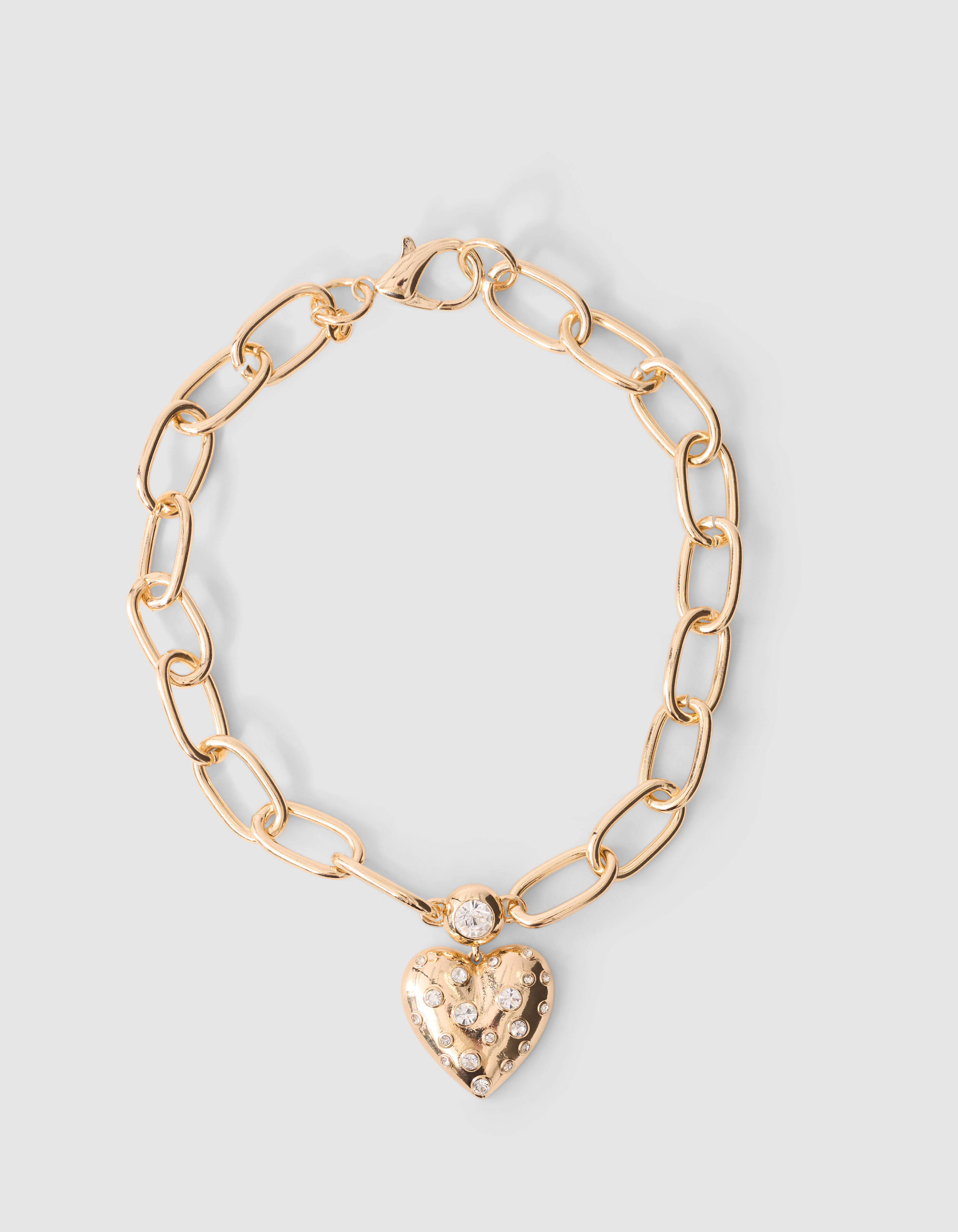 Gro&szlig;e Strass-Herz-Kette Gold SHOEBY ACCESSOIRES