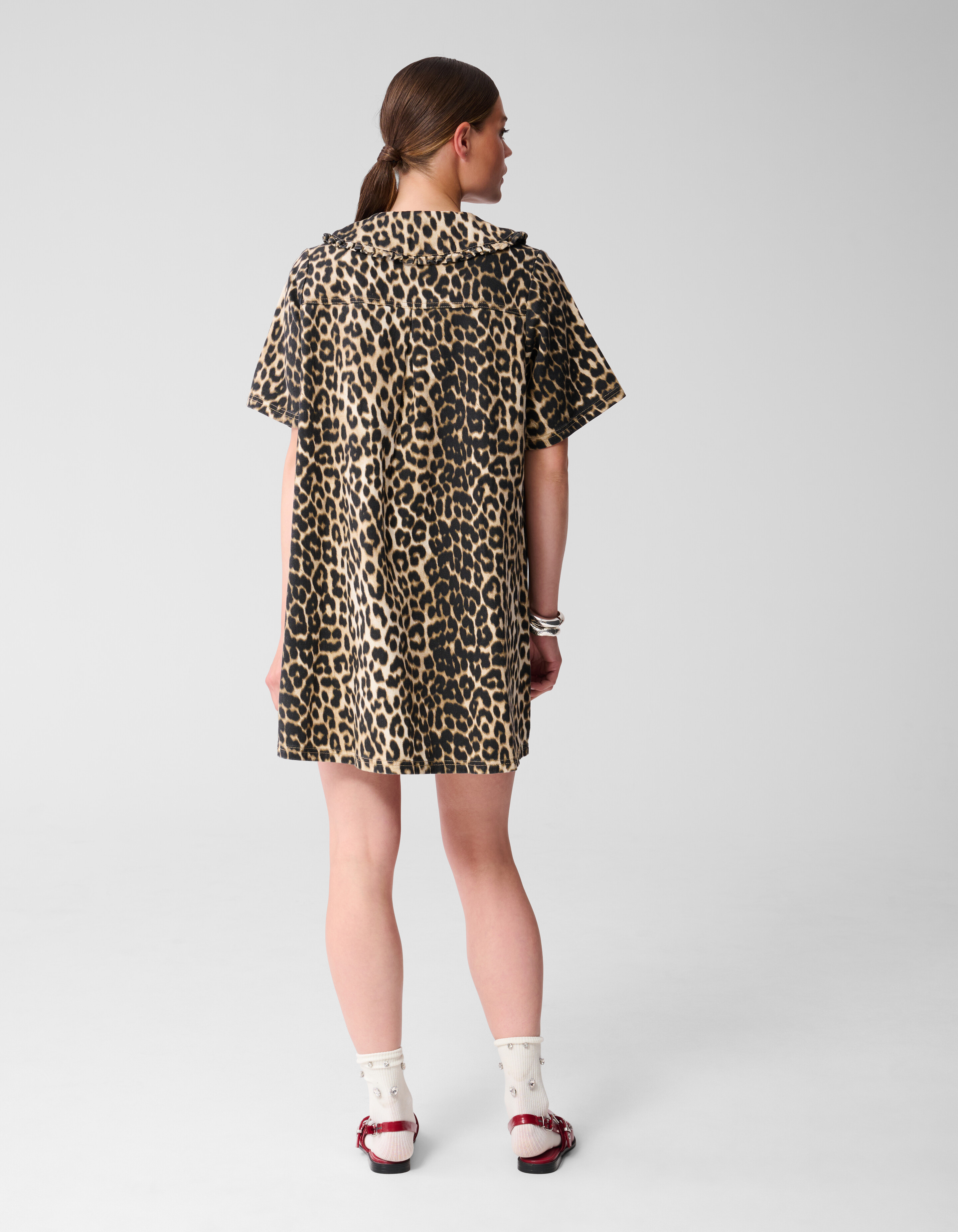 Denimkragen Leopard Minikleid Braun SHOEBY WOMEN